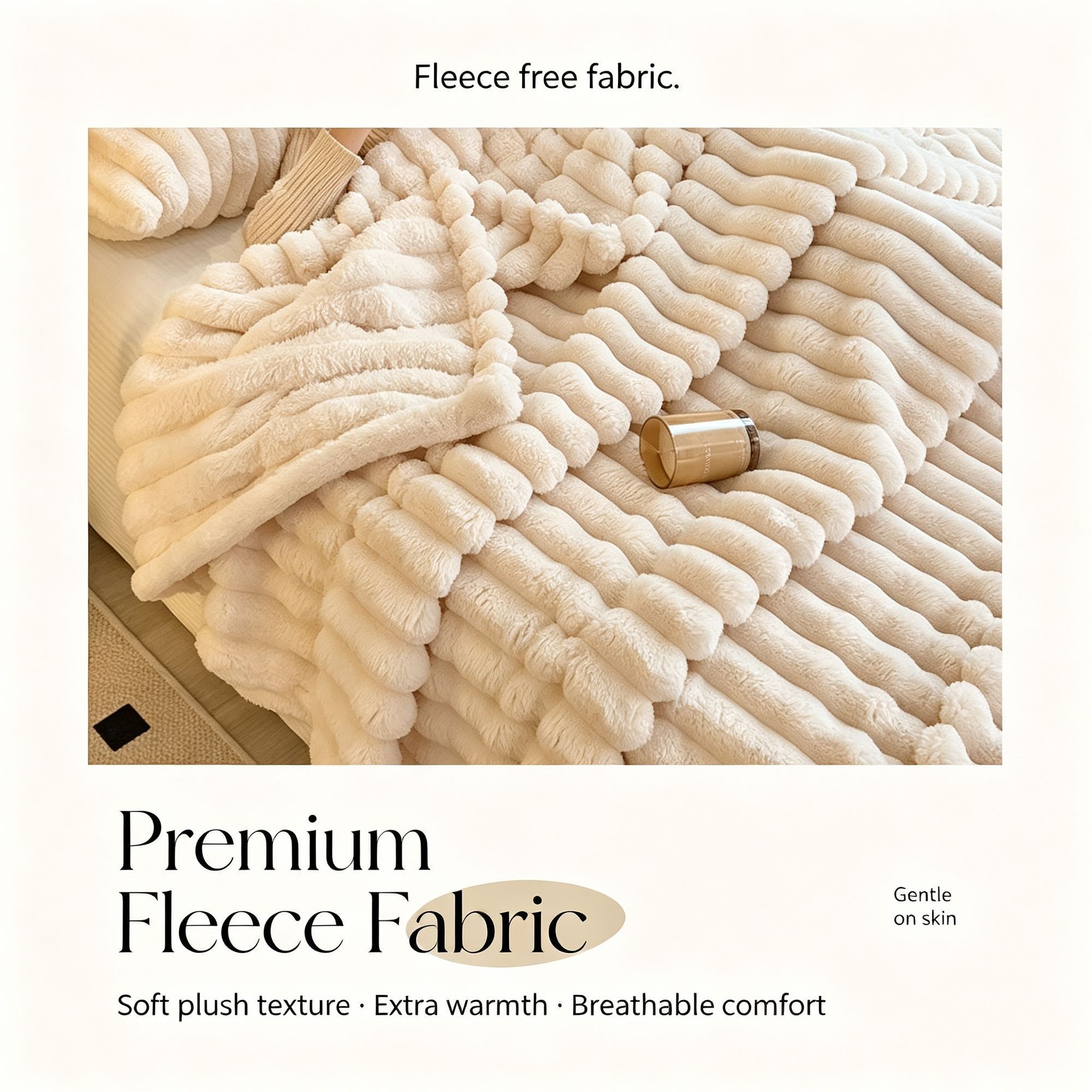 Plush Bunny Fleece Single Wide Blanket Thick Flannel Home Office Nap Throw Cream Yellow 180 × 200cm Great Christmas Present — image 6