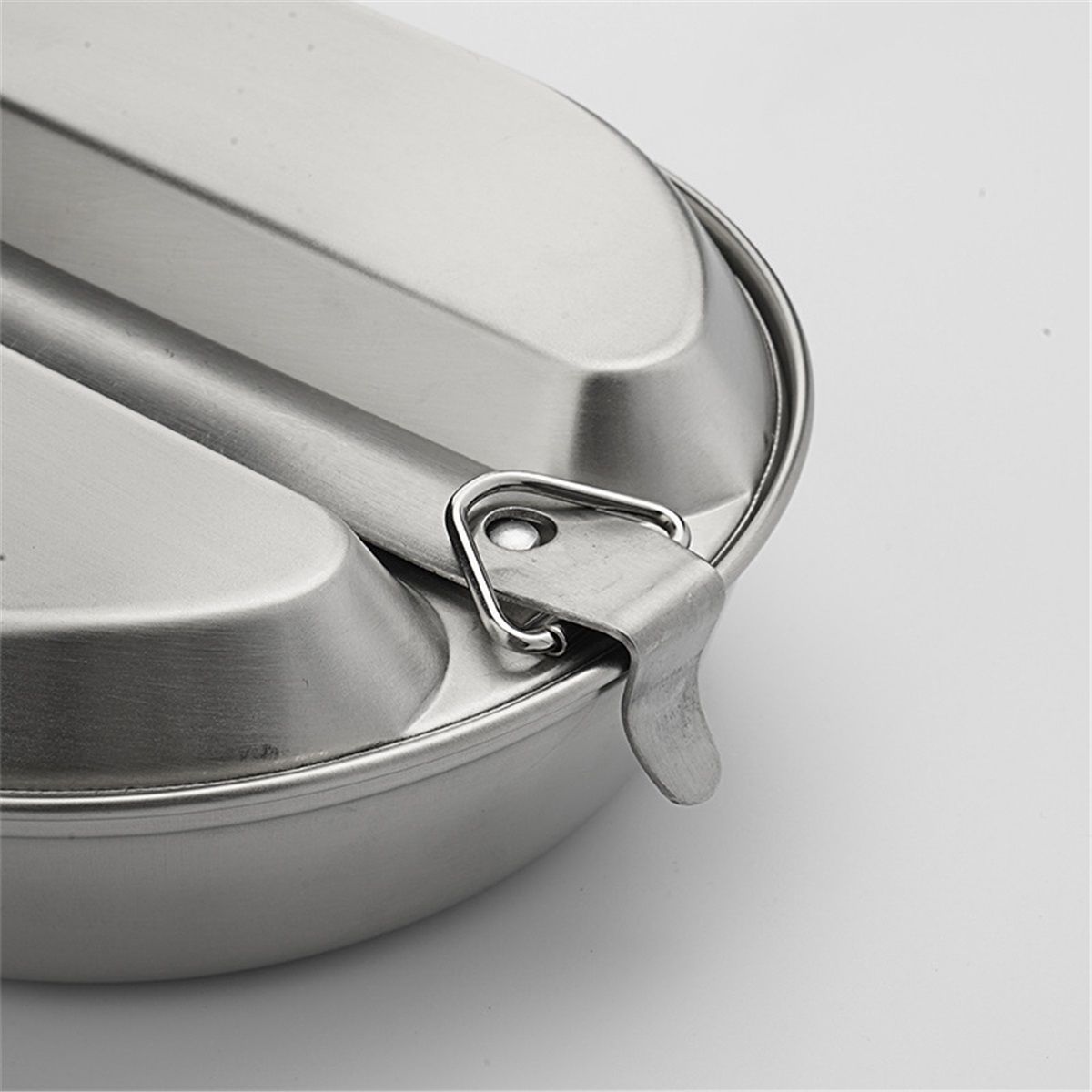 304 Stainless Steel Mess Kit Plate Set Type Outdoor Camping Hiking Picnic BBQ Beach,Stainless Steel Camping Lunch Box with Handle โ image 2
