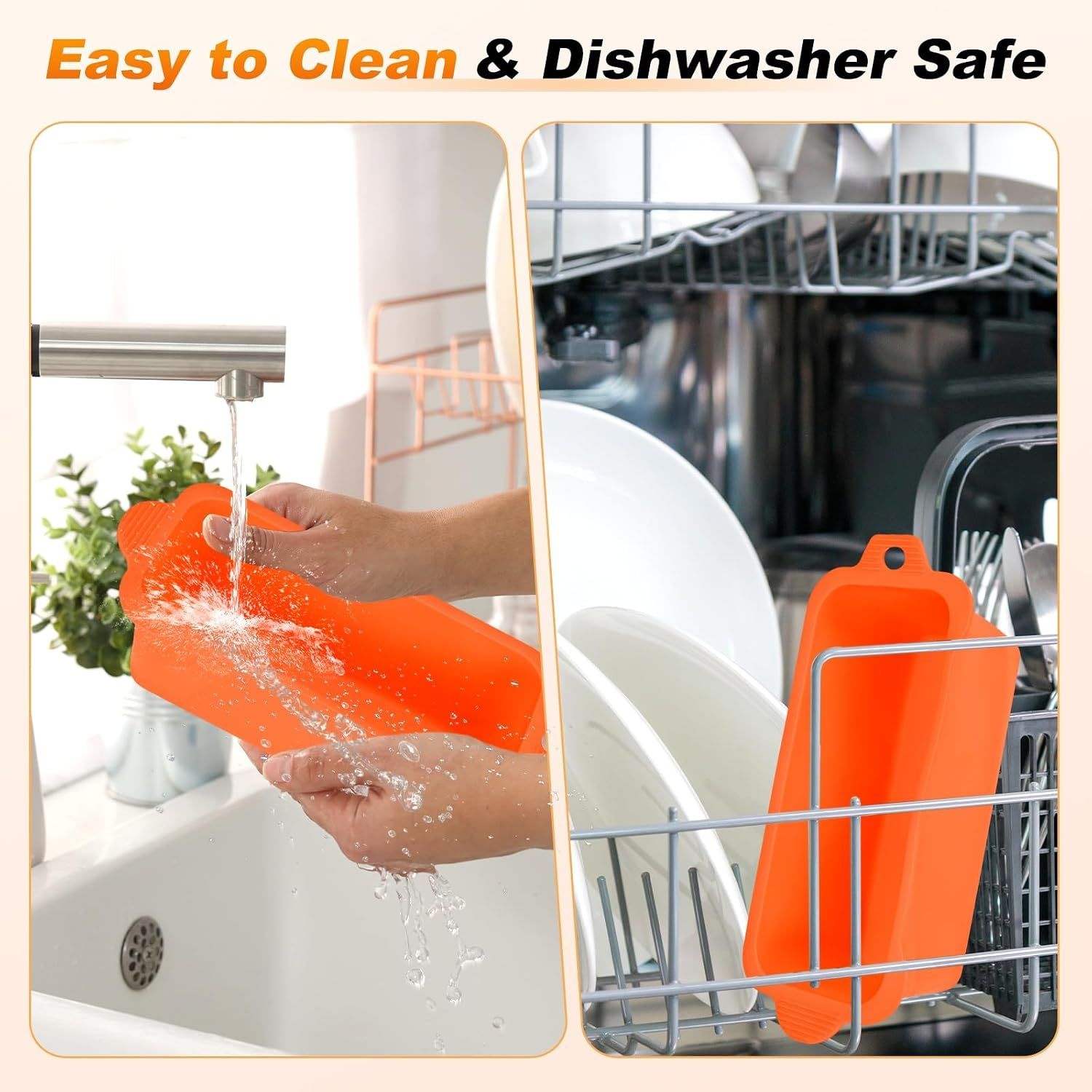 2 Pack Reusable Silicone Grease Cup Liners, Heat Resistant Drip Tray Inserts for 17, 22, 28 and 36 Inch Griddles, Orange โ image 6