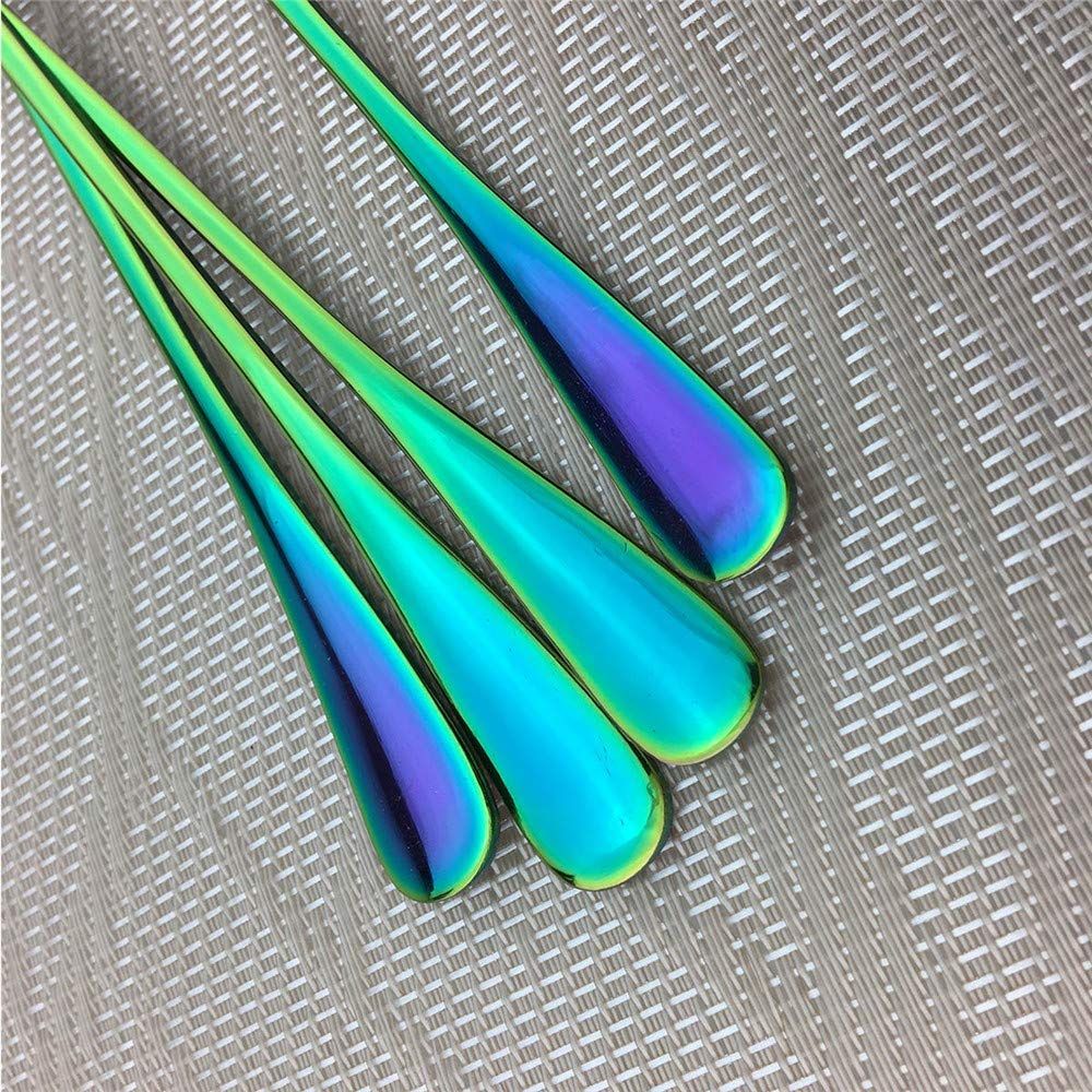 Colorful Teaspoons Set of 4, Stainless Steel Rainbow Muticolorful Silverware Dessert Spoon, Coffee Spoon, Mirrored Finish โ image 3