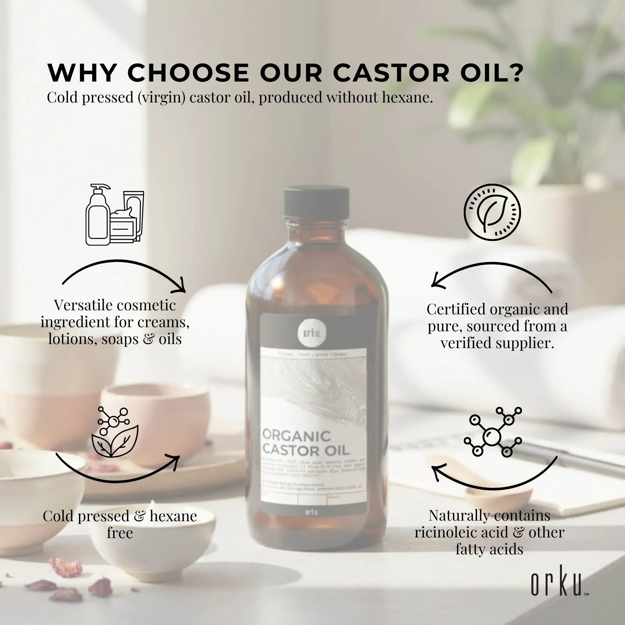 Orku 500ml Organic Castor Oil - Hexane Free Cold Pressed — image 5