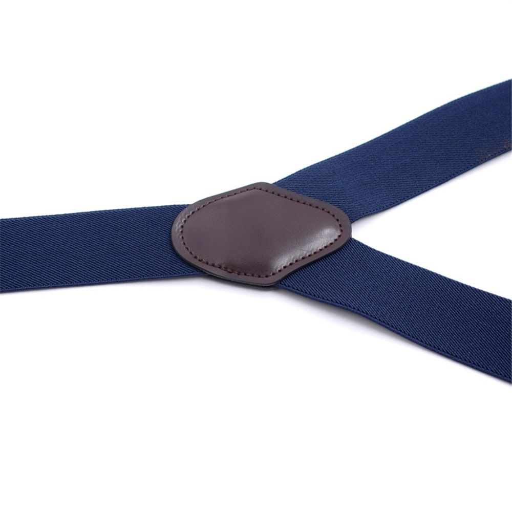 Men's Y-Back Wide 4-Clips Adjustable Suspenders,Male Vintage Casual Wedding Party Trousers Strap Husband's Gift(Dark Blue) — image 4
