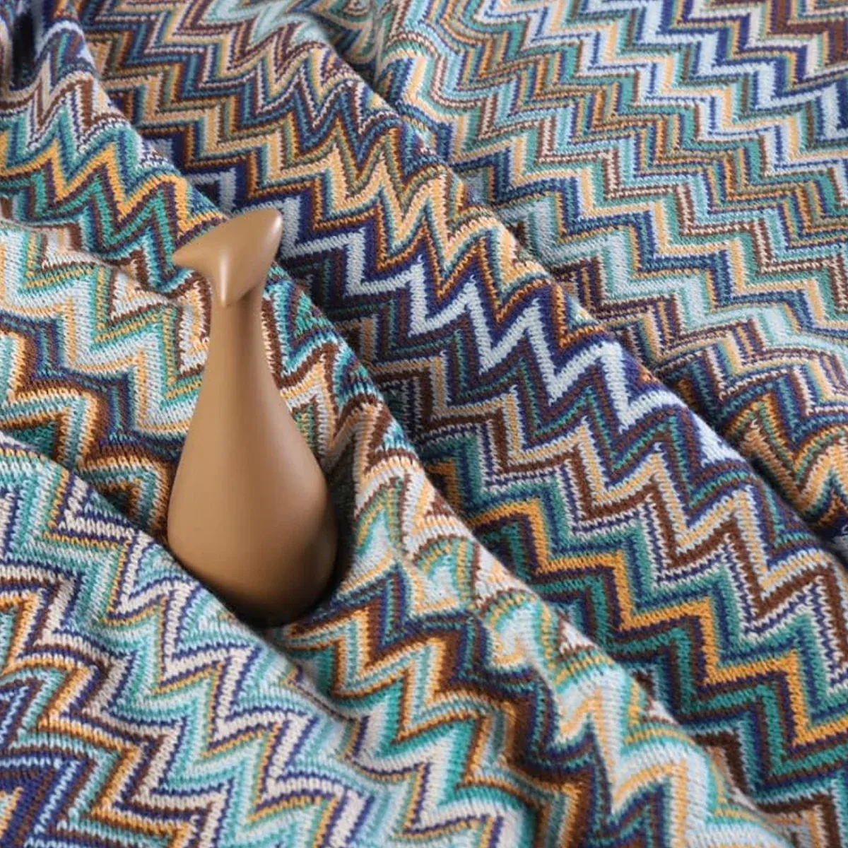 Peacock Blue Houndstooth Bed Runner Decorative Throw for Hotel or Home Bedding - 60 × 230cm — image 5