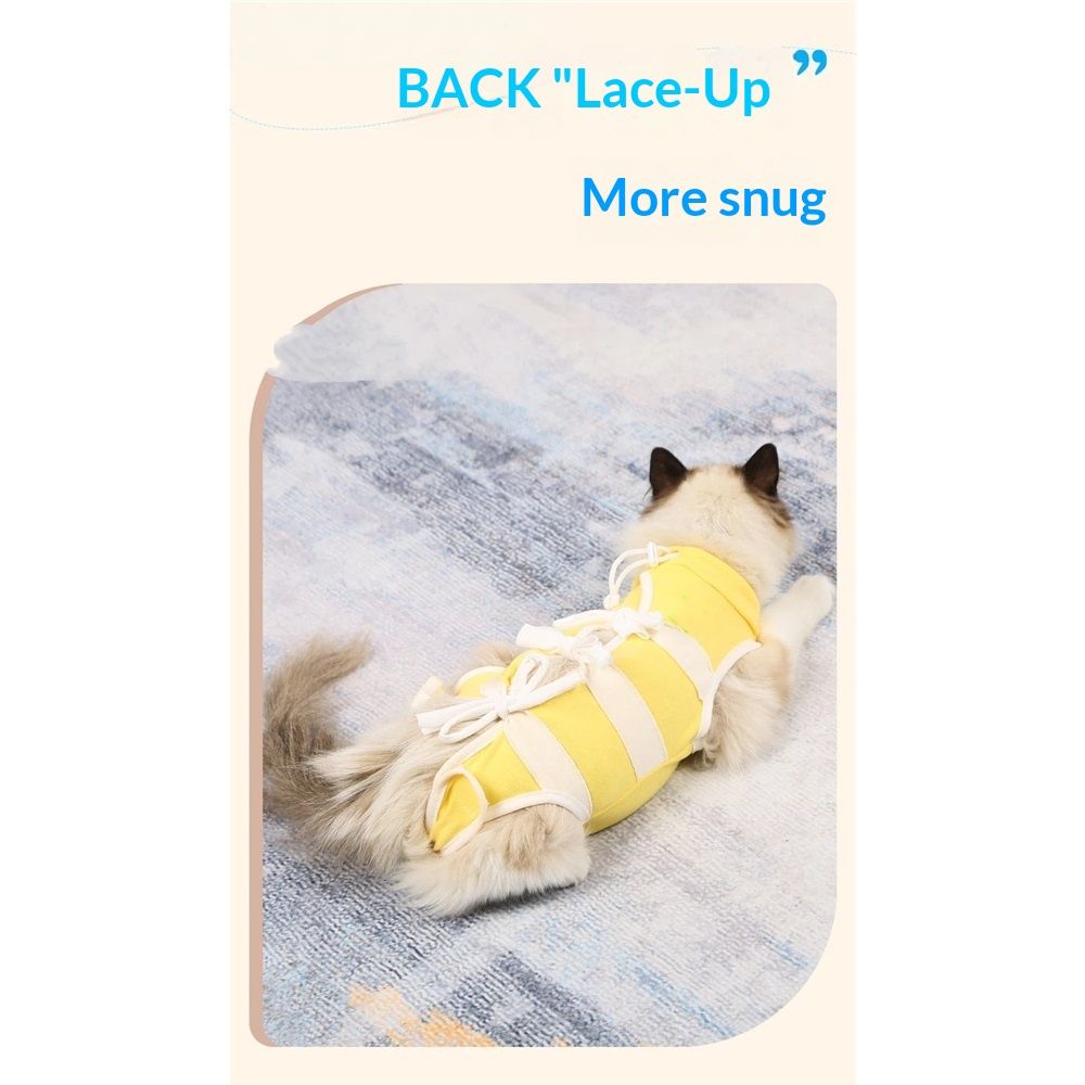 Cat Surgery Recovery Suit Female Cat Onesie for Cats After Surgery Surgical Abdominal Wound Skin Diseases (M, yellow) — image 4