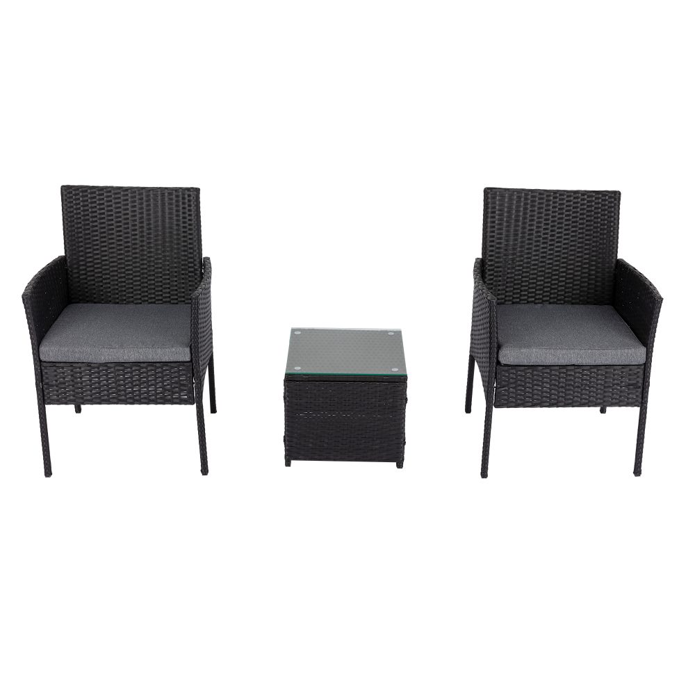 3PC Outdoor Table and Chairs Set-Black โ image 3