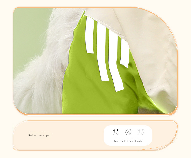Colorblock (Beige red) Dog Raincoat - Waterproof with Hood and Reflective Strips (Size L) — image 4