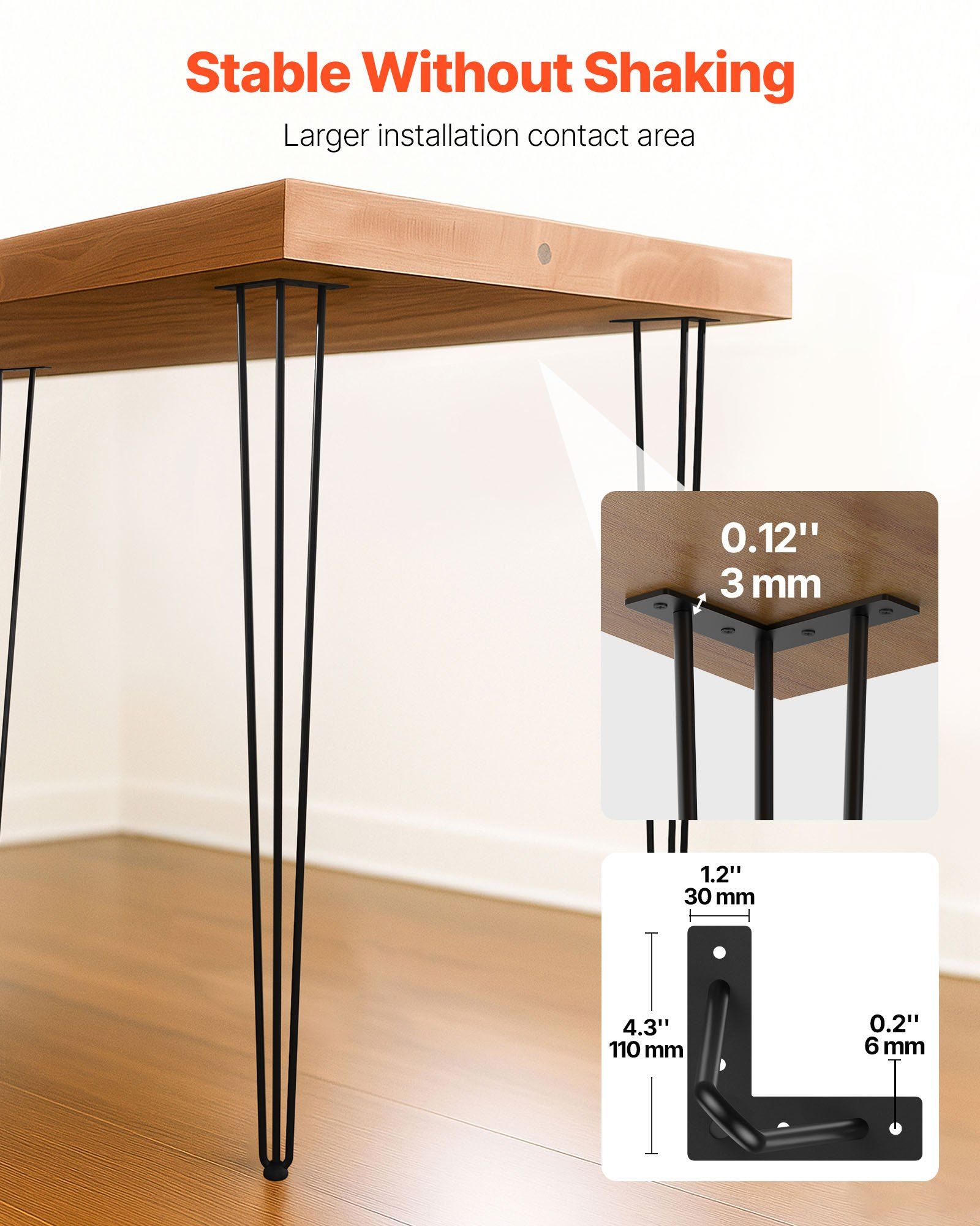 4 Pack Hairpin Table Legs 101.6cm Black Heavy Duty 3 Rod Carbon Steel Furniture Legs for Desk Dining Table Bench End Table DIY Each Supports 99.8kg โ image 4