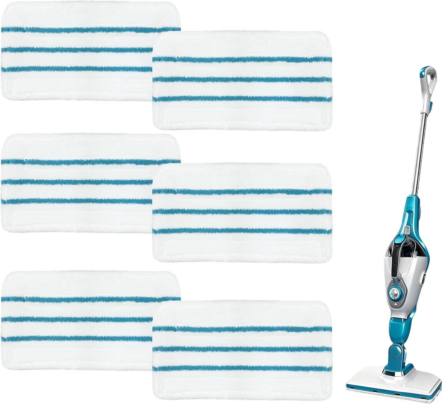 6 Packs Replacement Mop Pads Compatible with Black & Decker Steam Mop SM1600 SM1610 SMP20 Series HSMC1361SGP BDH1855SM, Microfiber Reusable Washable Mop Pads
