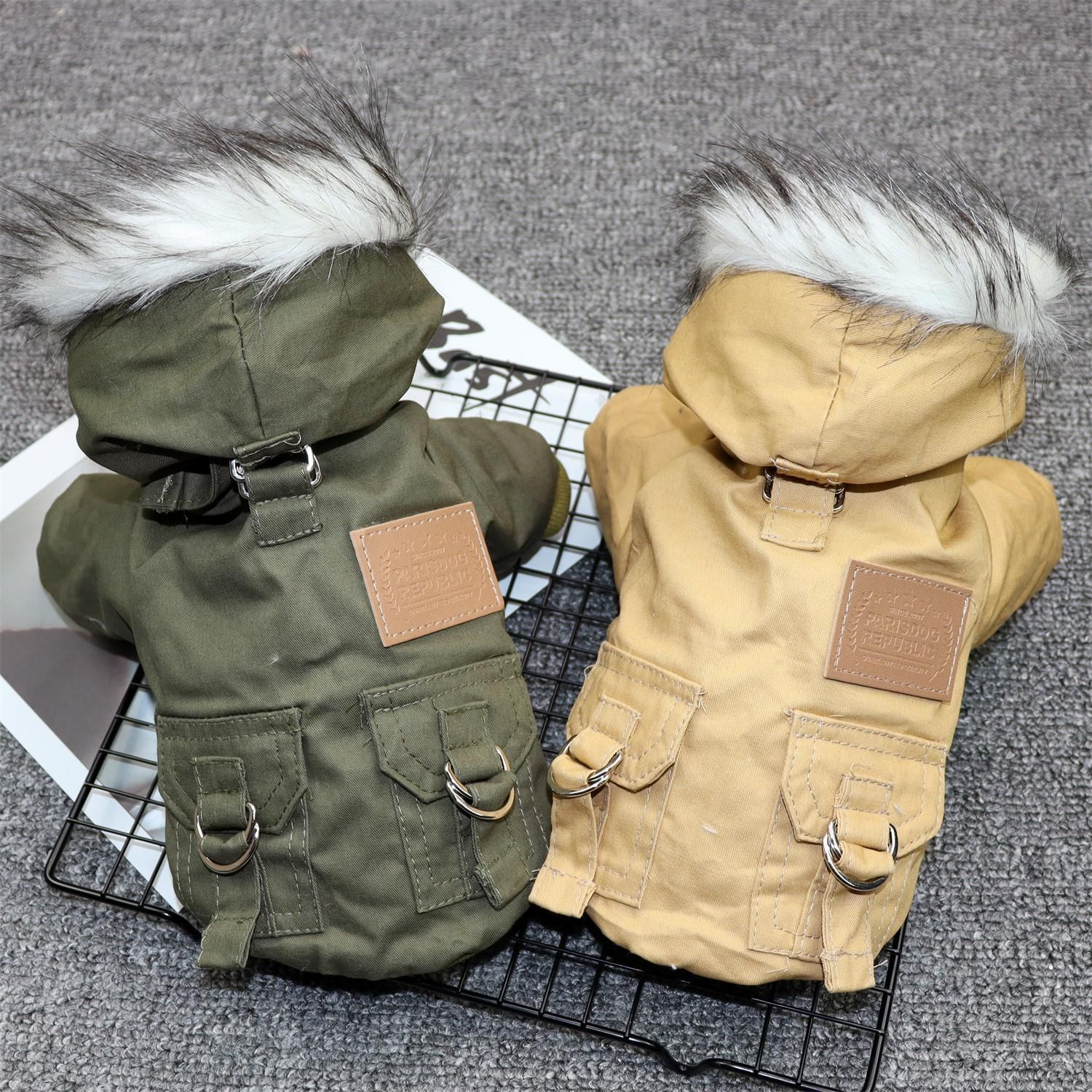 Odd Pet Thickened Cotton Dog Clothes Small Breed Winter mountaineering uniform army green XL โ image 2
