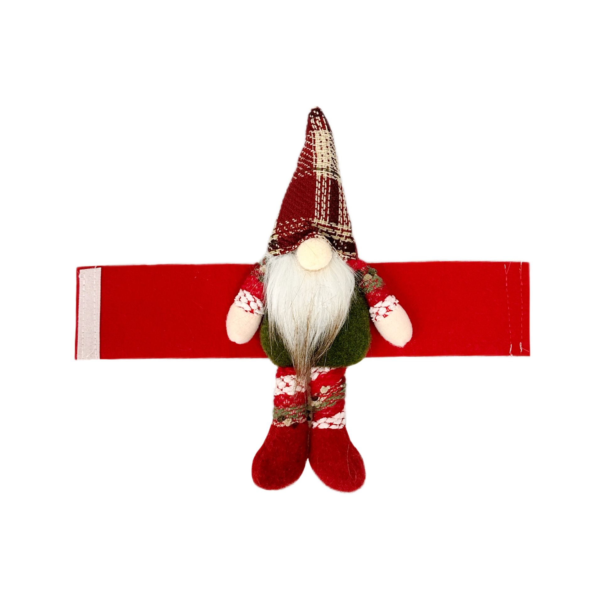 2-Pack Christmas Faceless Old Man Curtain Tiebacks | Polyester Red & Green Plaid Pointed Hat, 25cm Soft Fabric Tie Design, Dual Function as Curtain Holder & — image 6