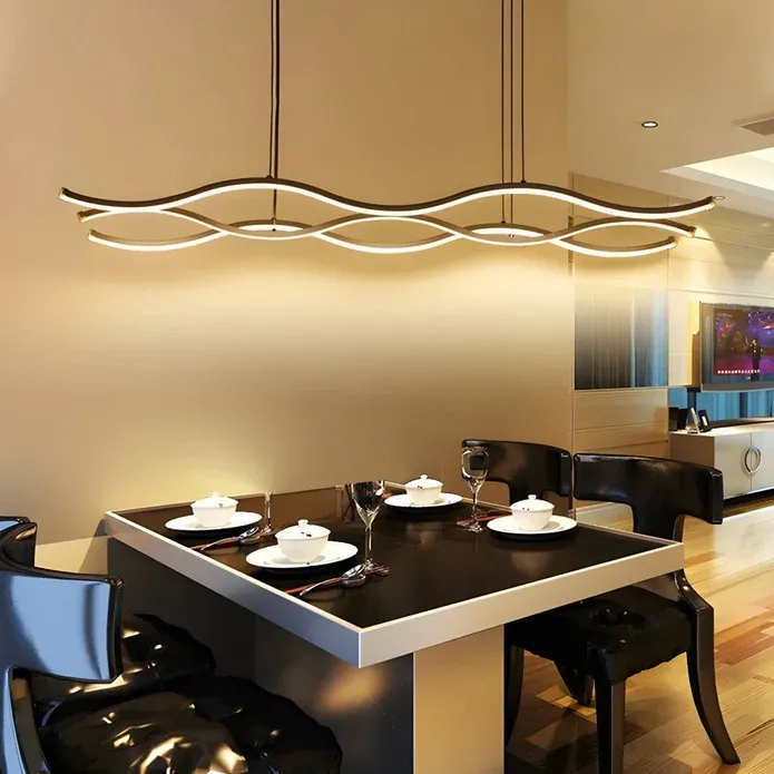 BAMDECOR A2569 1.5m Antizer Nordic Minimalist Wave Long Pendant Light (Black) — image 4