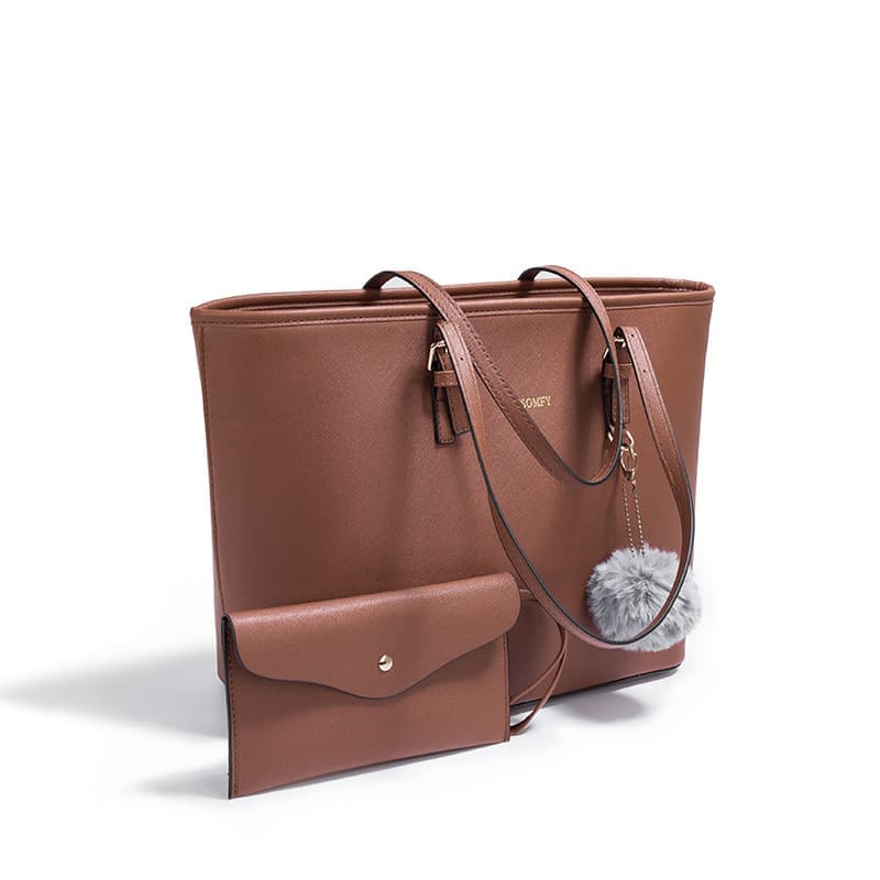 Brown Large Capacity PU Leather Tote Bag for Women, Elegant Shoulder Bag for Work Shopping Party
