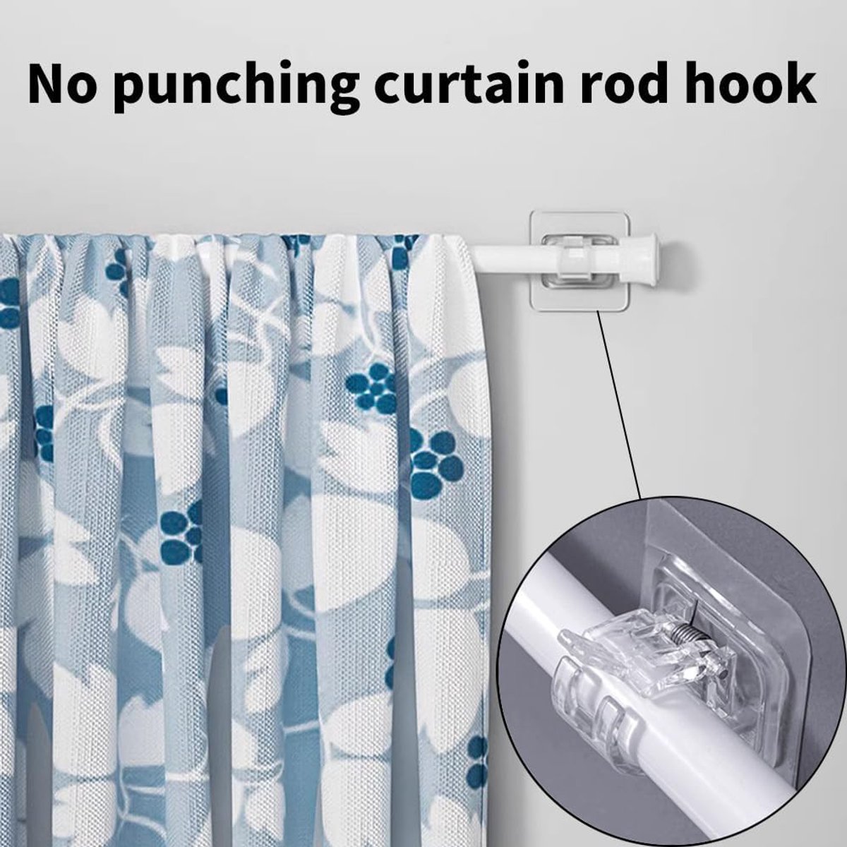 6 pieces - Curtain rod hook - 6*6 cm - drill-free curtain holders - self-adhesive curtain rod holders - drill-free curtain hooks - curtain accessories - for โ image 4