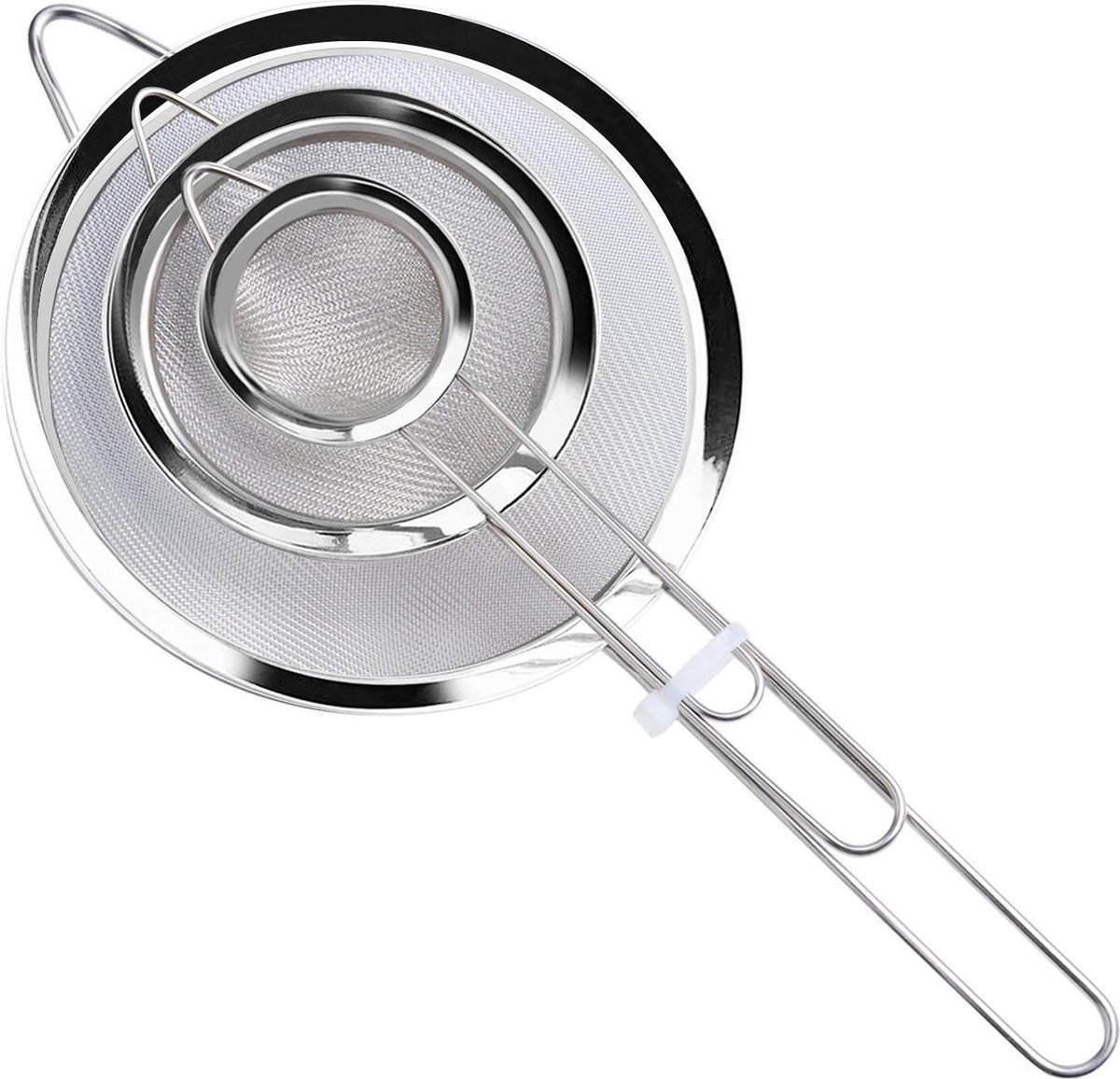 Premium Stainless Steel Sieve Set - 3-Piece Colander - Kitchen Sieve - Small Sieves - Sieve Set - Bowl Sieve - Mini Sieves - Premium Fine Set - Dishwasher Safe