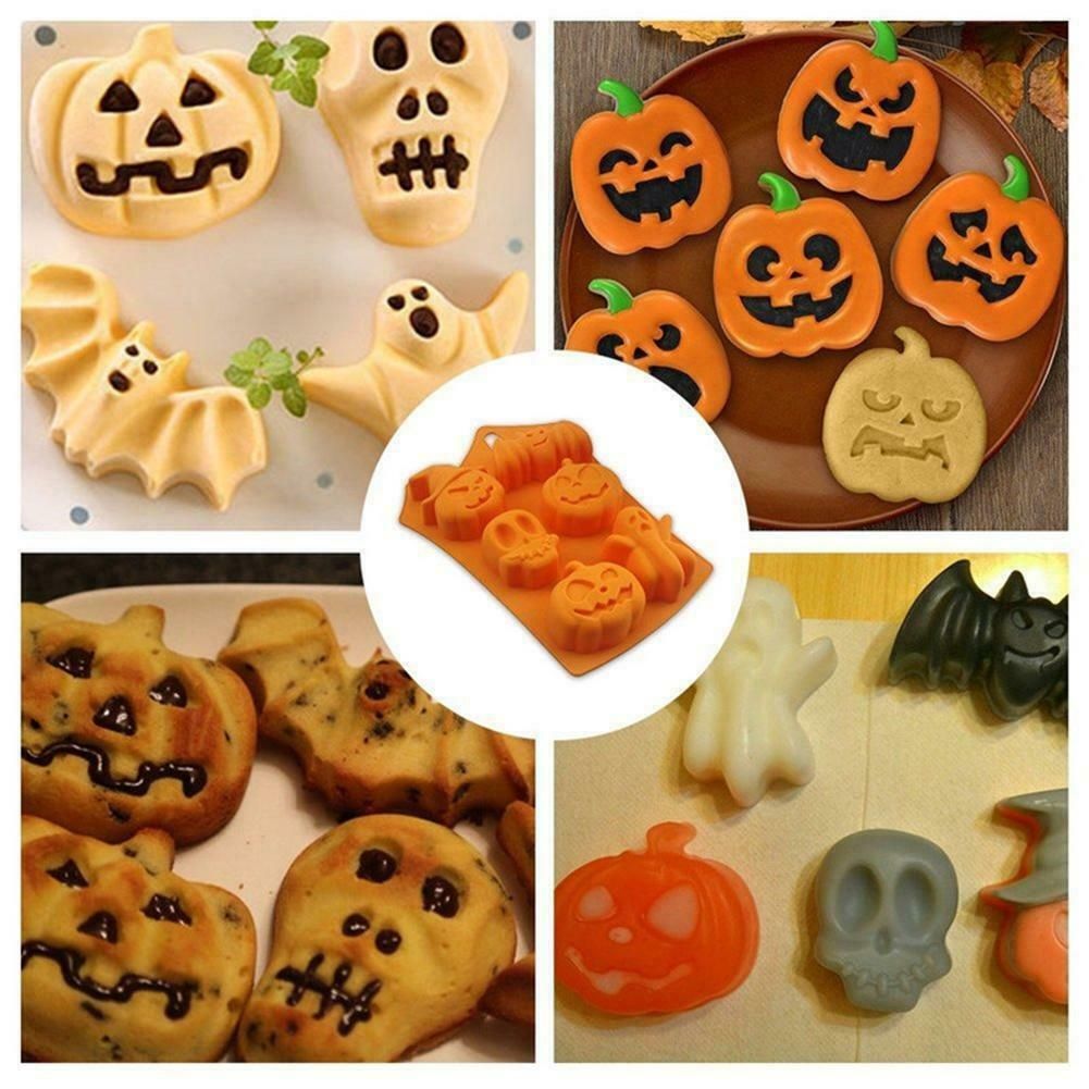 2Pcs Halloween Silicone Baking Molds with Pumpkin Skeleton Head Bat Ghost Shape Cake Mold Cupcake Chocolate Mold Halloween DIY Baking Tools โ image 6
