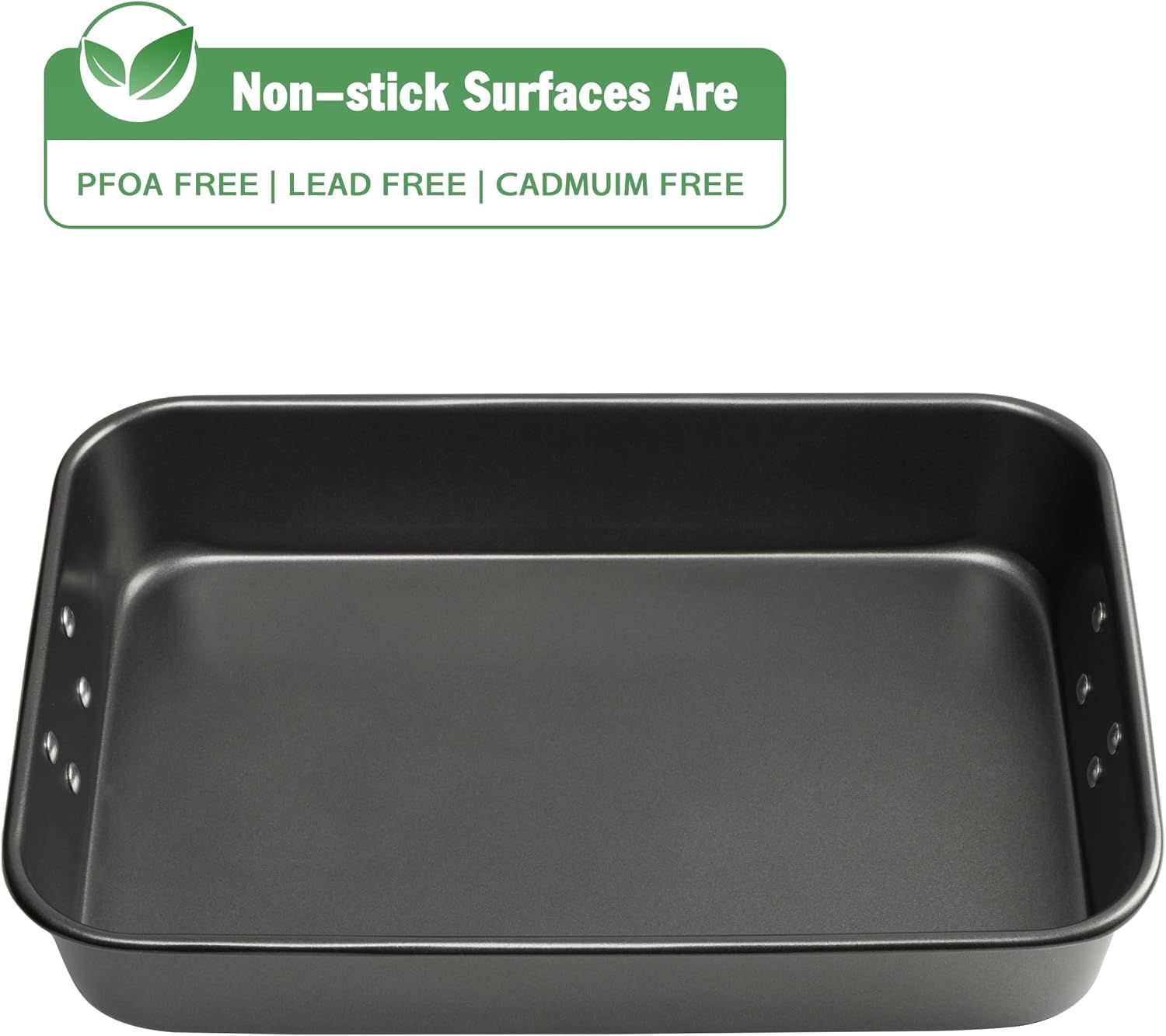 Non Stick Lasagne Pan with Handles, Deep Rectangular Oven Roasting Dish for Cakes, Brownies, Lasagne and Family Baking, 38.1 x 27.9 x 7.6 cm — image 4