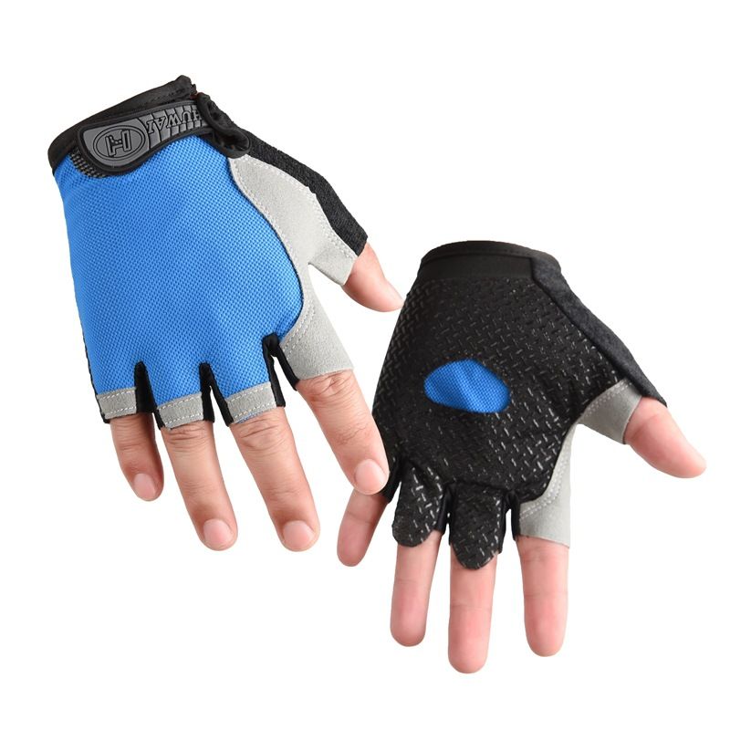 Gym Gloves Half Finger Breathable Anti-Slip Fitness Workout Training Gloves with Palm Padding for Weightlifting Cycling - Dark Blue S