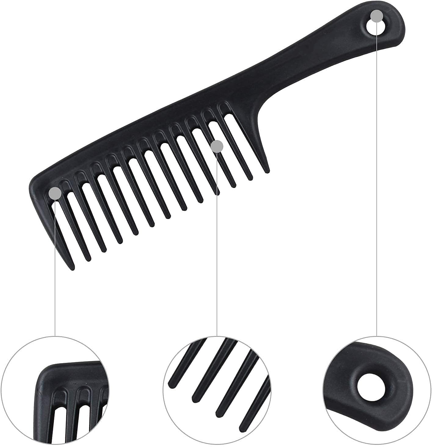 3 Pcs Wide Tooth Comb, Detangler Hair Comb for Women Shower Wet Dry Curly Long Thick Hair (Blue White Black) — image 3