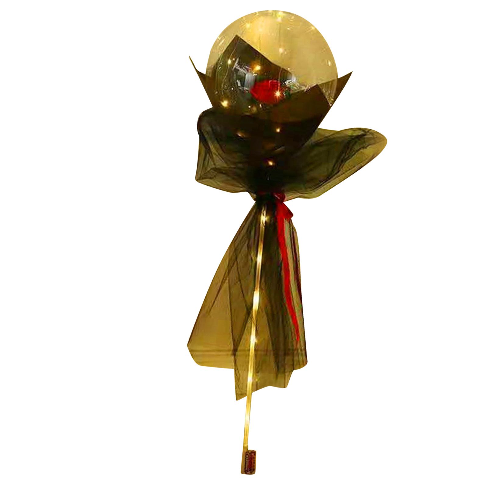 Luminous Balloon Rose Bouquet Transparent Ball Bouquet Valentines Day Gifts with Gauze Paperboard Full Set Red — image 3