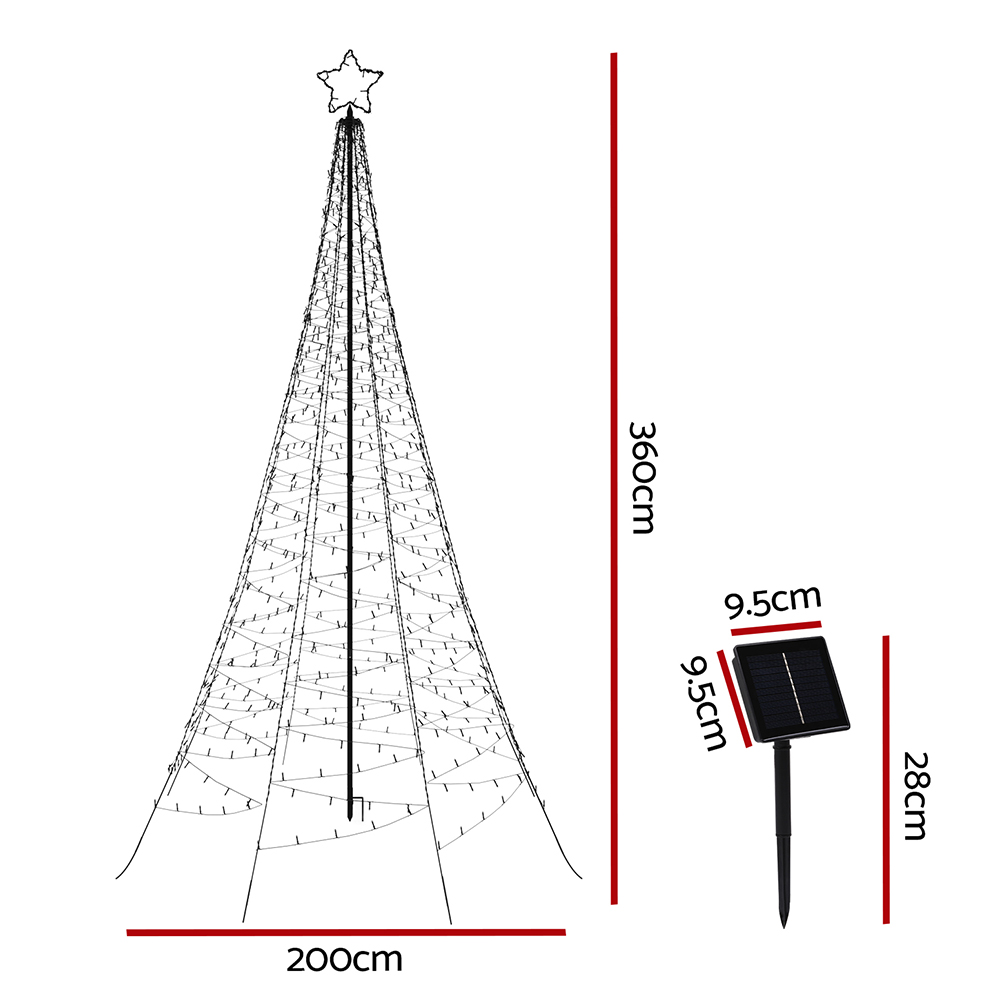 Jingle Jollys Solar Christmas Tree 3.6m 800 LED Net Lights Xmas Trees Decoration โ image 2