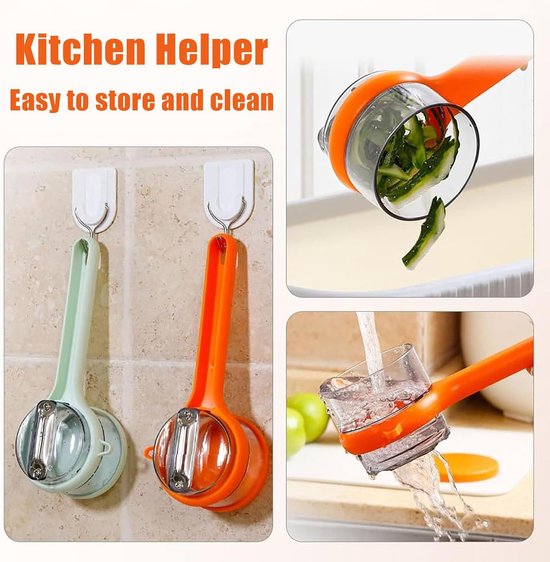 Vegetable Peeler - Fruit and Vegetable Peeler - with Storage Box - Safe and Efficient - Double-Sided Sharp Stainless Steel Blades - Easy to Clean - Process — image 5
