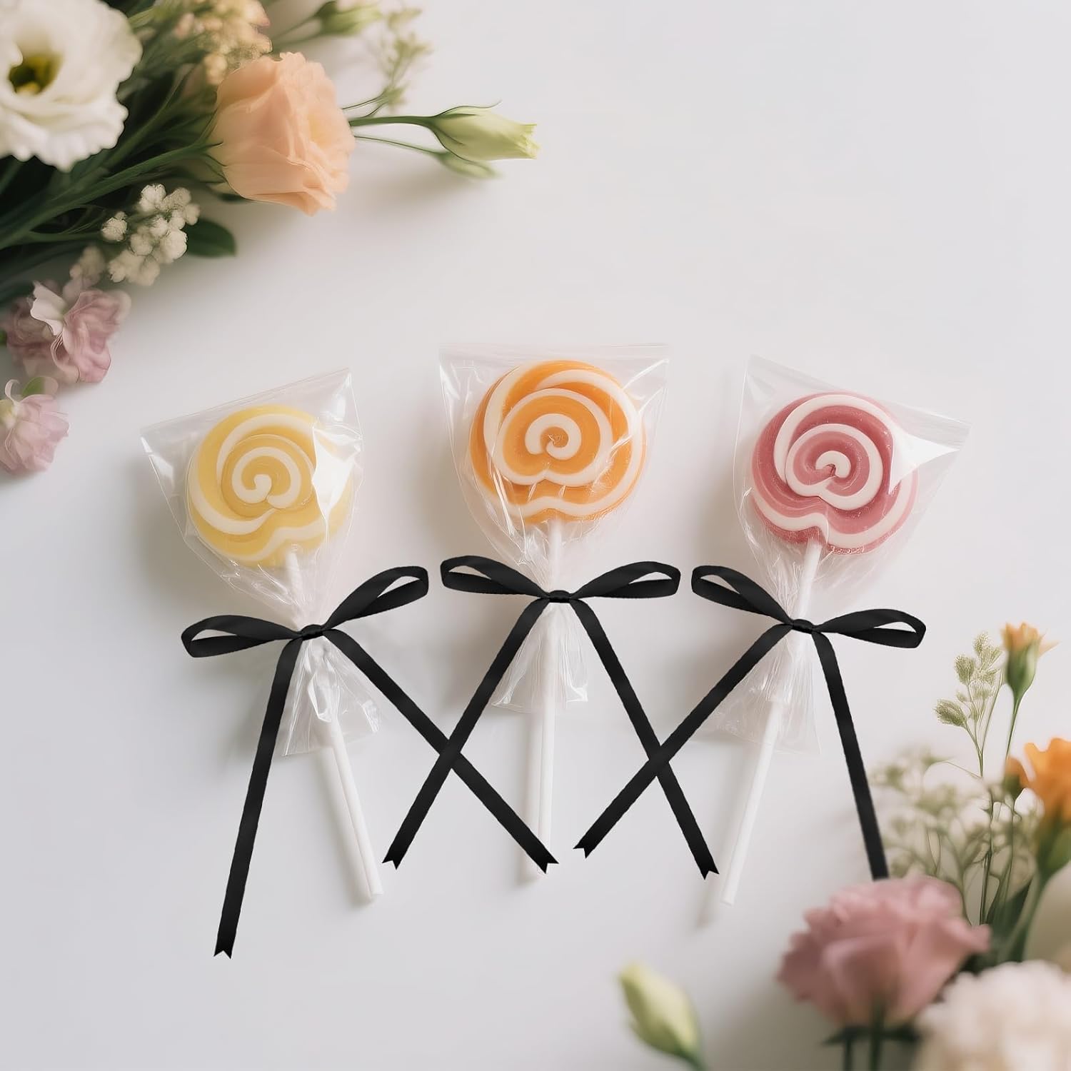 Twist Tie Bows 5 × 7Inch - 30Pcs Premade Black Gift Bow for Cake Gift Wrapping Balloon Craft Treat Bag Black Satin Ribbon Bows for Wedding Baby Shower Birthday — image 6