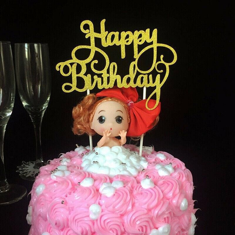 Happy Birthday Cake Topper Colour Printed Acrylic Party Decorations - Black-Deer โ image 5