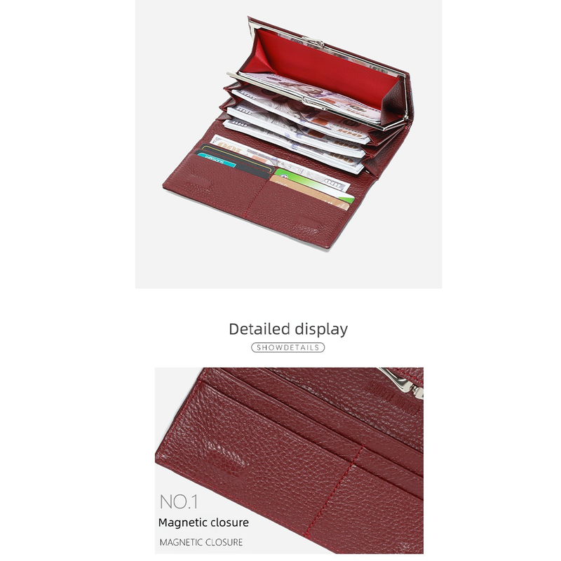 Women's Crocodile Texture Long Wallet, Large Capacity Foldable Clutch Purse for Cards Cash Coins Daily Use- black — image 2