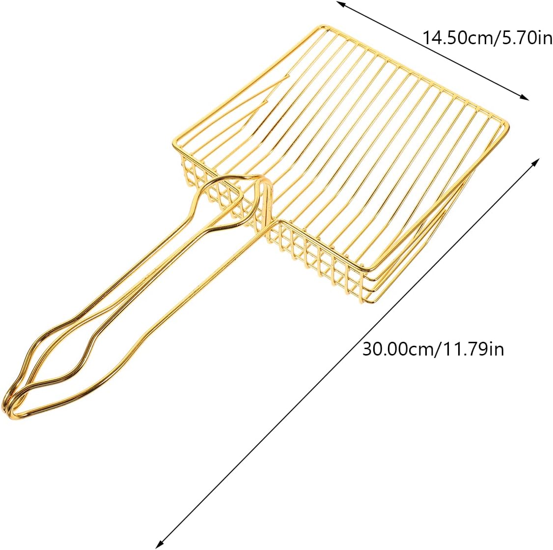 Gold Plated Metal Wire Cat Litter Scoop Square Design Ergonomic Handle — image 2