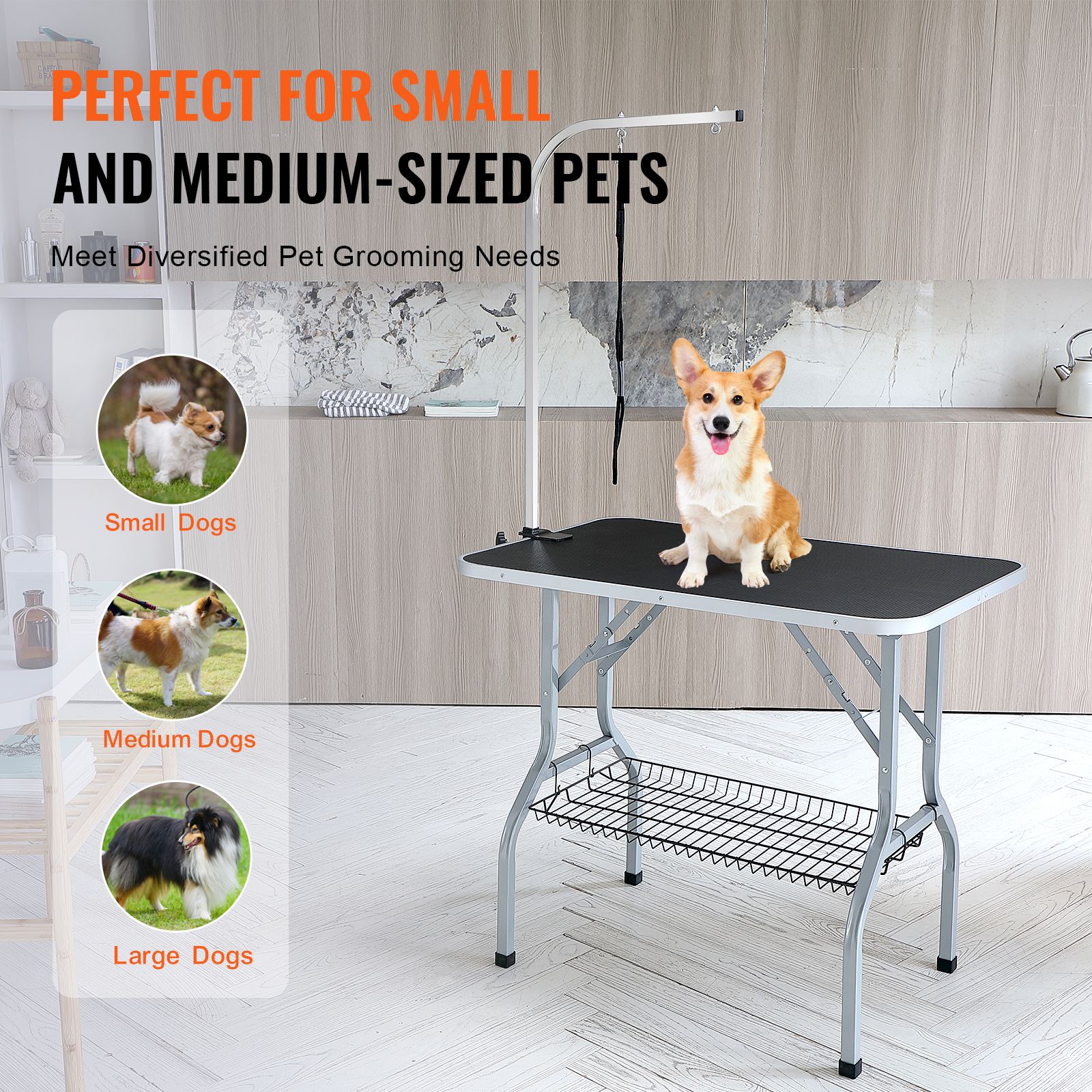 Pet Grooming Table Arm with Clamp, 915 × 610mm Dog Grooming Station, Foldable Pets Grooming Stand for Medium and Small Dogs, Free No Sit Haunch Holder with — image 6