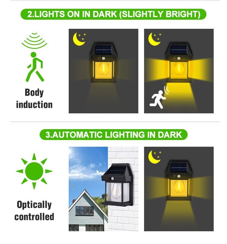 Solar outdoor wall lamp human body induction three mode tungsten wall lamp garden villa courtyard night light — image 4