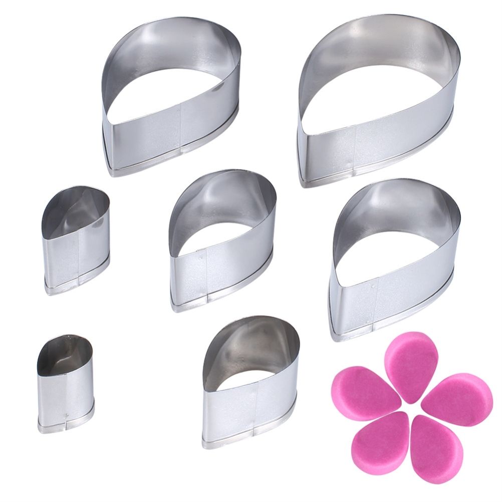 7Pcs/Set Rose Cutter Stainless Steel Water Drop Shape Fondant Flower Molds Petal Stencils Cutter Cake Decoration Tools โ image 3