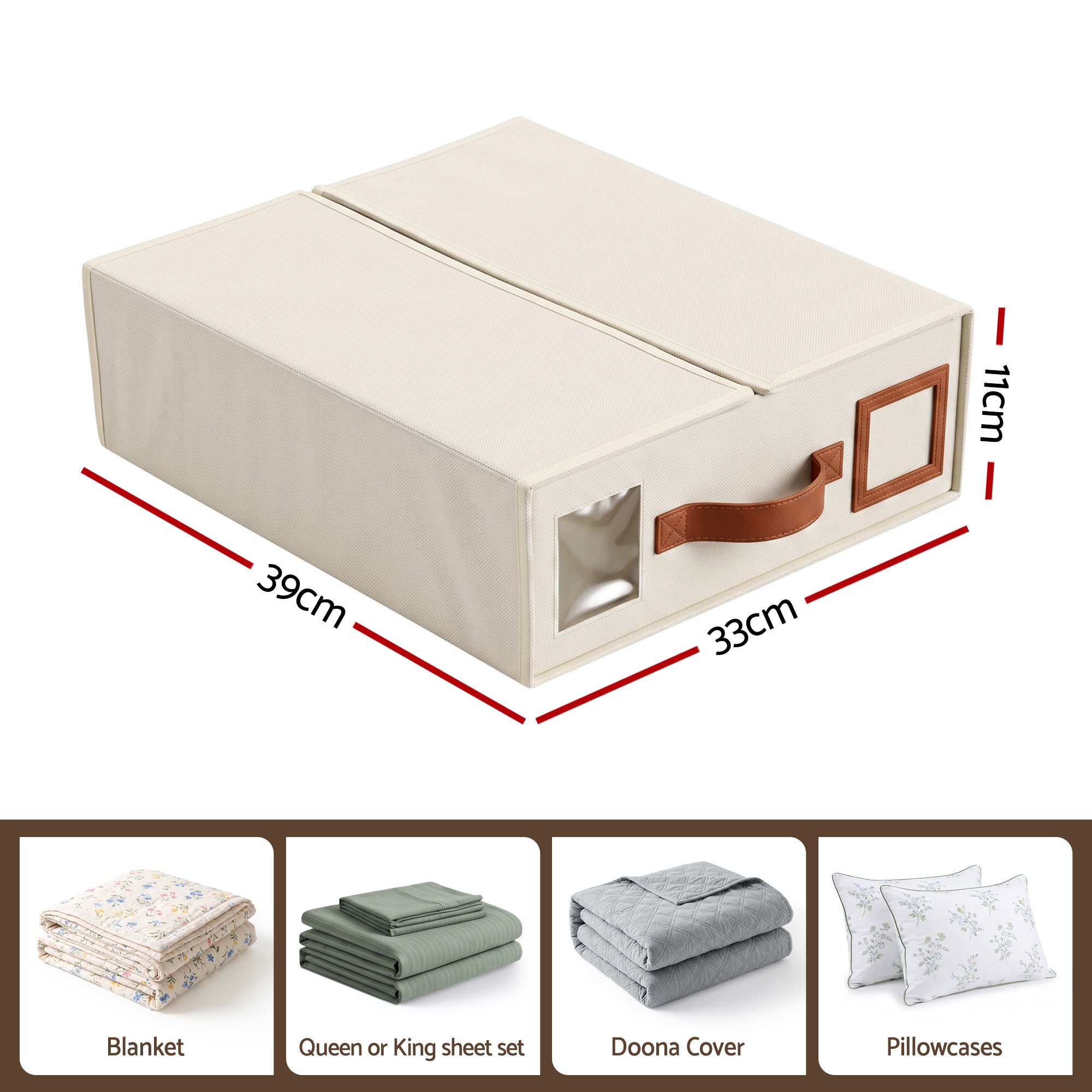 Artiss Bed Sheet Organisers Box 8Pcs Storage King Size Bedding Foldable Beige โ image 2