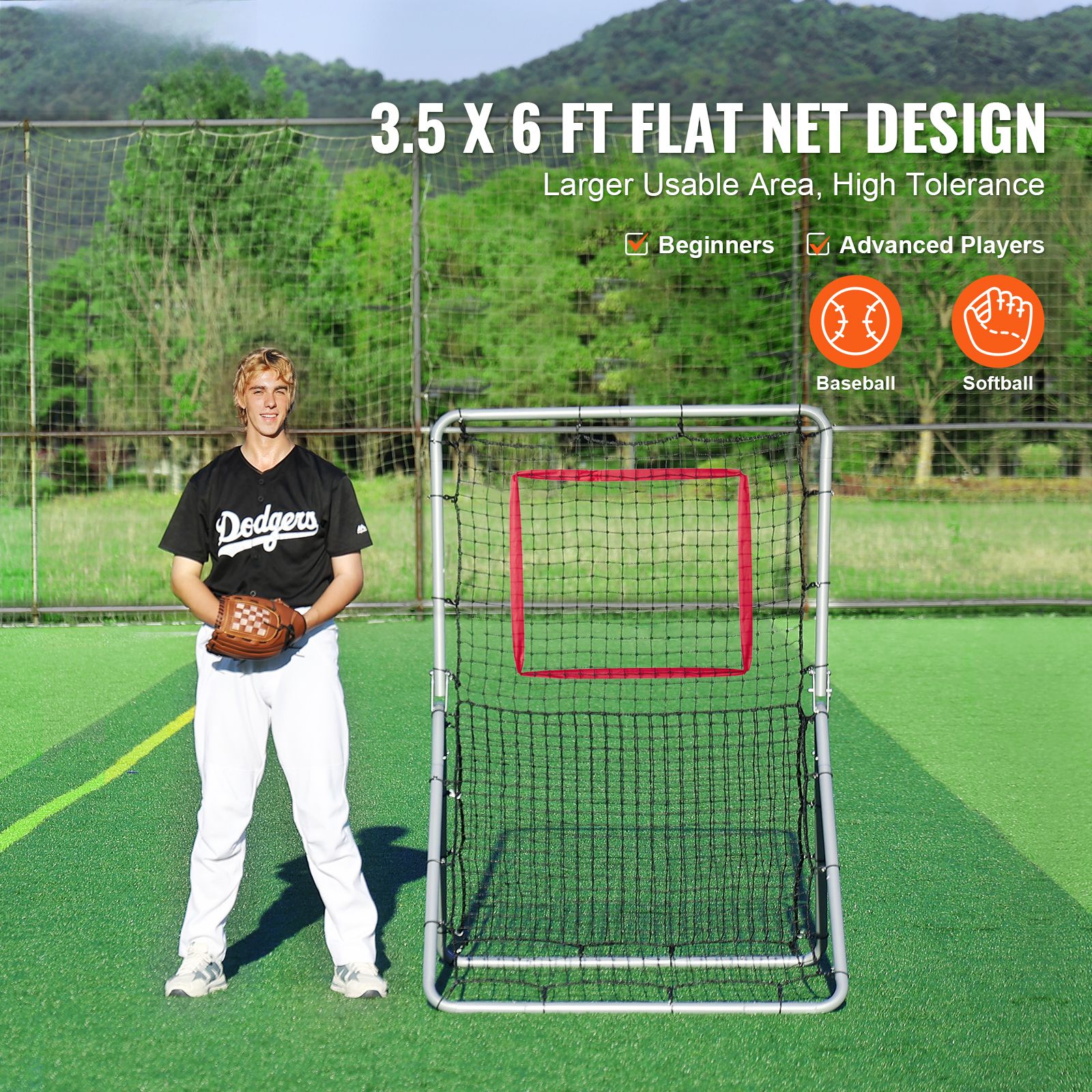 Baseball And Softball Rebounder Net, 3.5 x 6 ft PitchBack Baseball Pitching Nest, Softball Pitchback Net, Fielding Trainer, Bounce Back Net for — image 2
