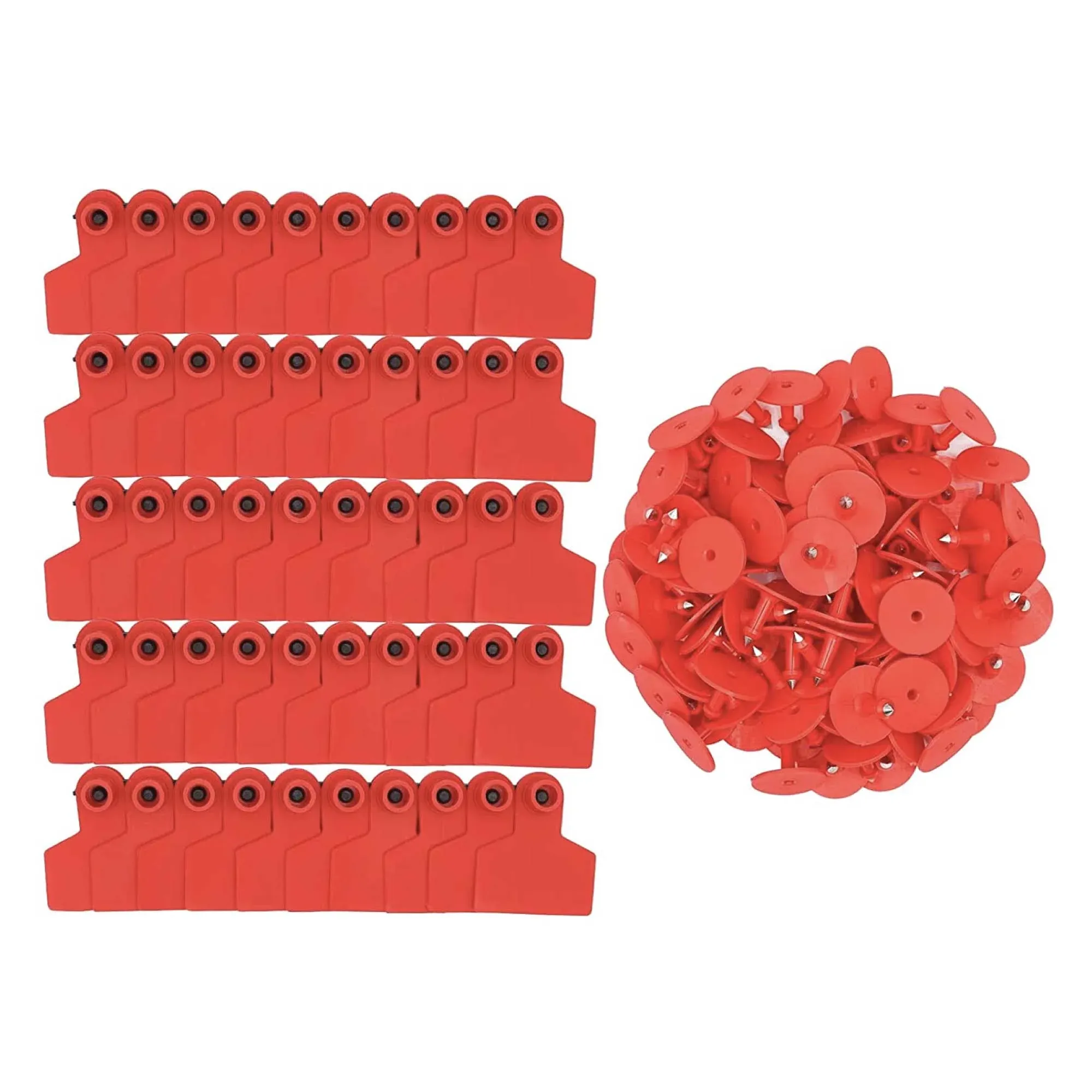 100x Cattle Ear Tags Set - 5 × 4cm Small Red Blank Cow Pig Sheep Livestock Label — image 4