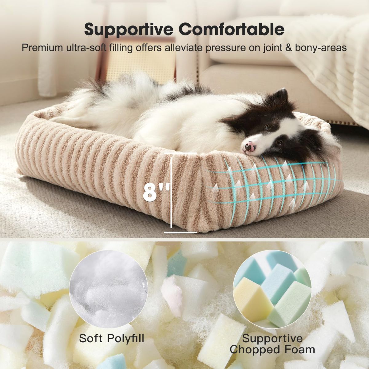 Dog Bed Soft Dog Bed Rabbit Velvet Dog Bed Teddy Fabric Dog Bed Cozy Dog Bed - Beige - Size 36in*27in — image 4