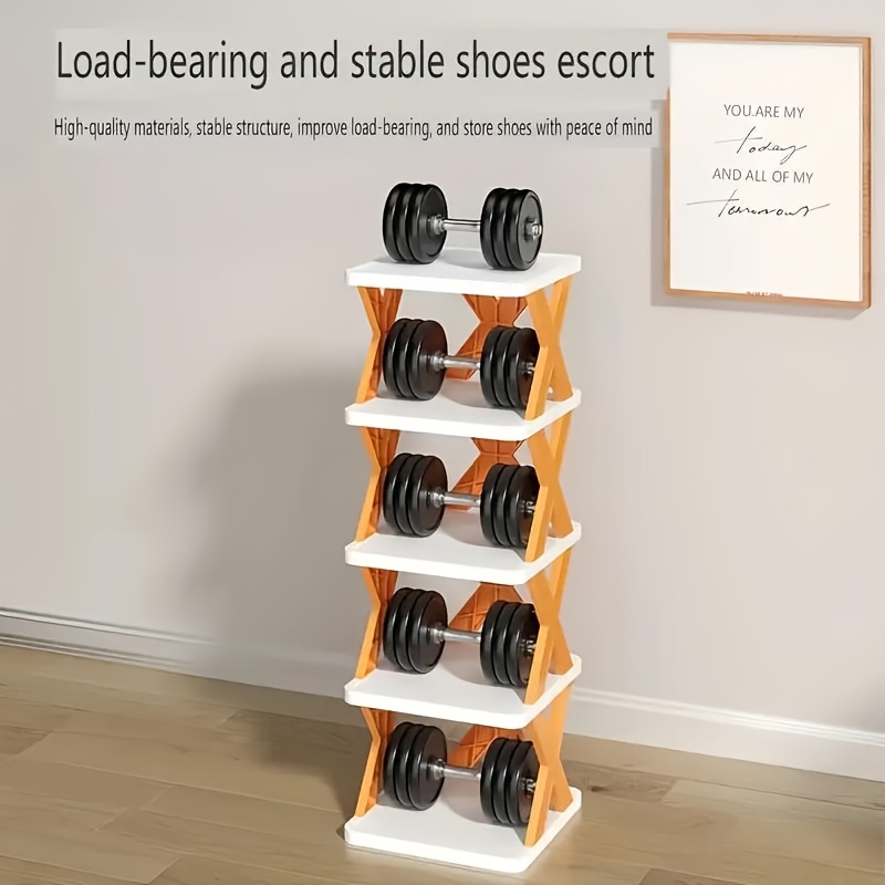 6-Tier Foldable White/Orange Shoe Rack, space-saving vertical design for entry halls, living rooms, bedrooms, closets, balconies—an essential organizing — image 2