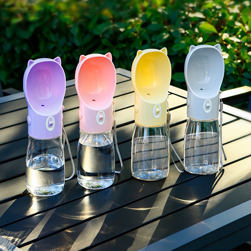 Portable Dog Water Bottle with Bowl Dispenser-500ml Purple Pet Travel Cup, Leak-proof, One-Hand Operation โ image 3