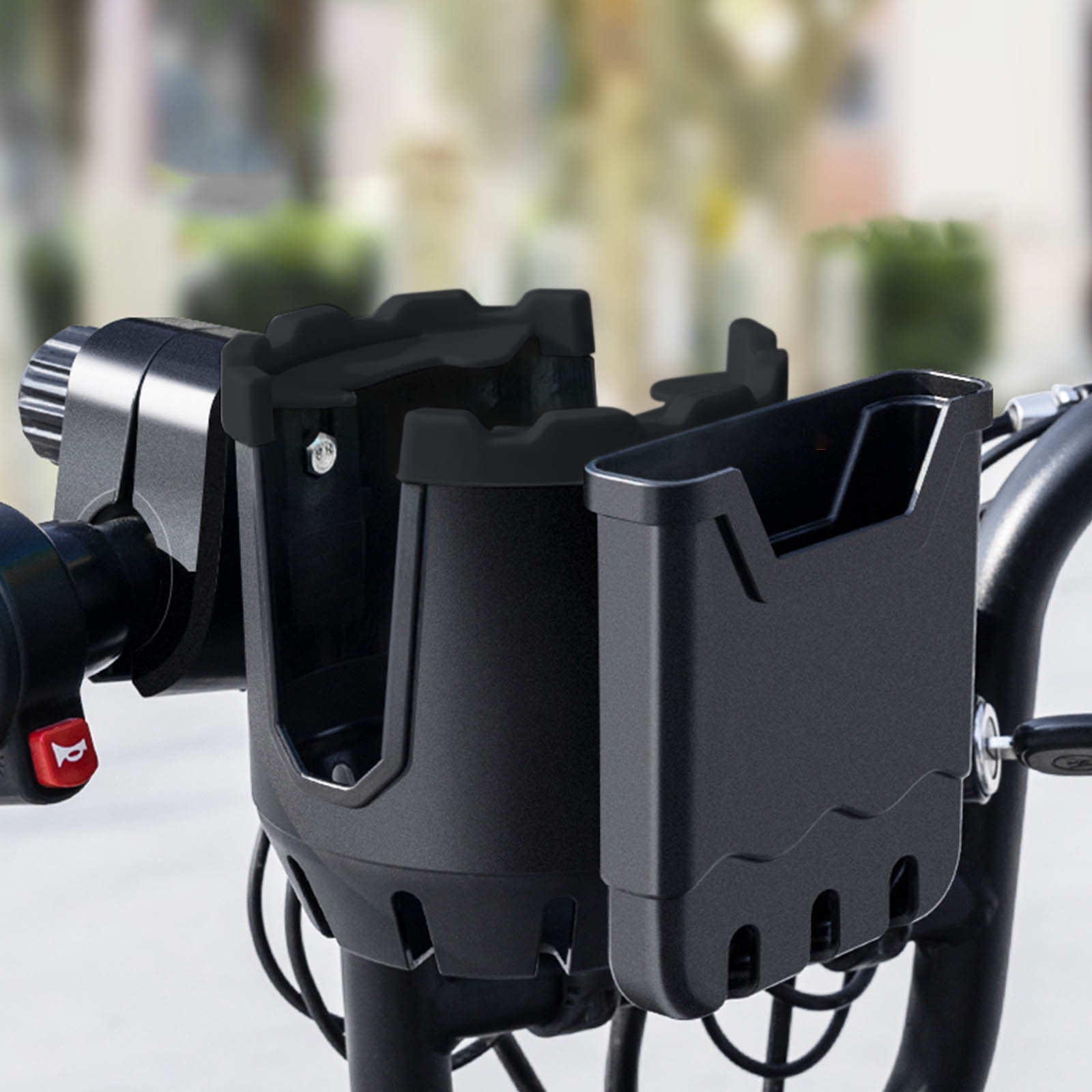 1 Piece Cup-Holder-with-Phone-Holder-Bike-Cup-Holder-2-in-1-Universal-Cup-Phone-Holder-for-Stroller-Bike-Wheelchair-Walker-Scooter, Black โ image 4