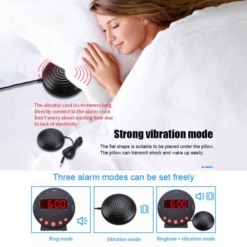 Loud Alarm Clock with Bed Shaker Vibrating Flash for Heavy Sleepers Dual Alarm USB — image 4
