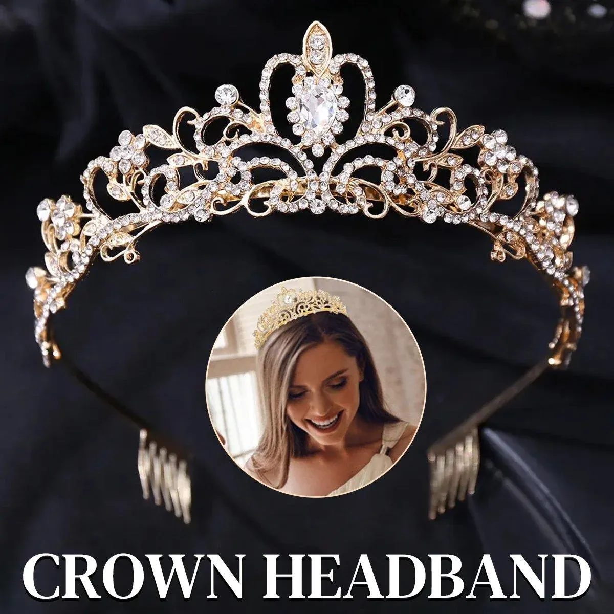Crown Tiara Headband for Princess Wedding Party Bridal Costume Accessories