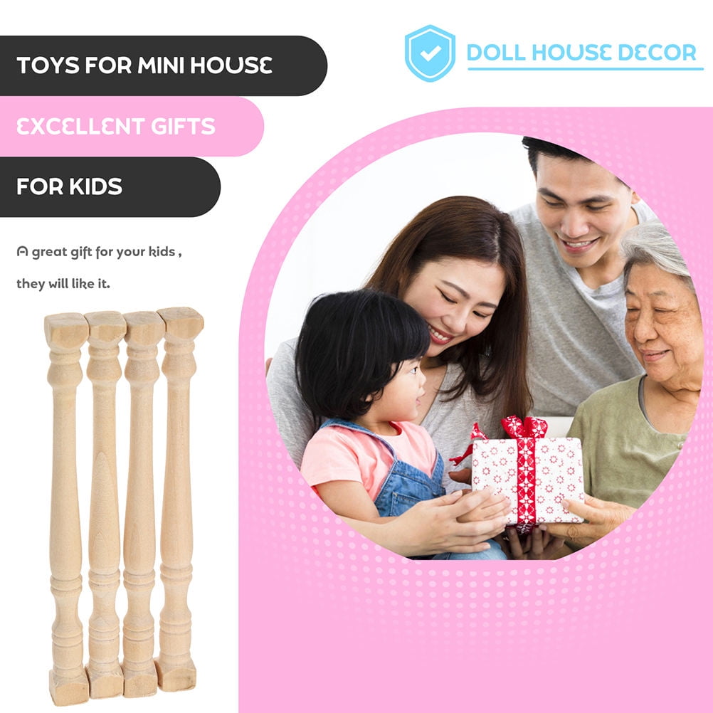 Set of 8 Realistic Khaki Wood Pillars for Dollhouse Decoration and Craft Projects — image 6