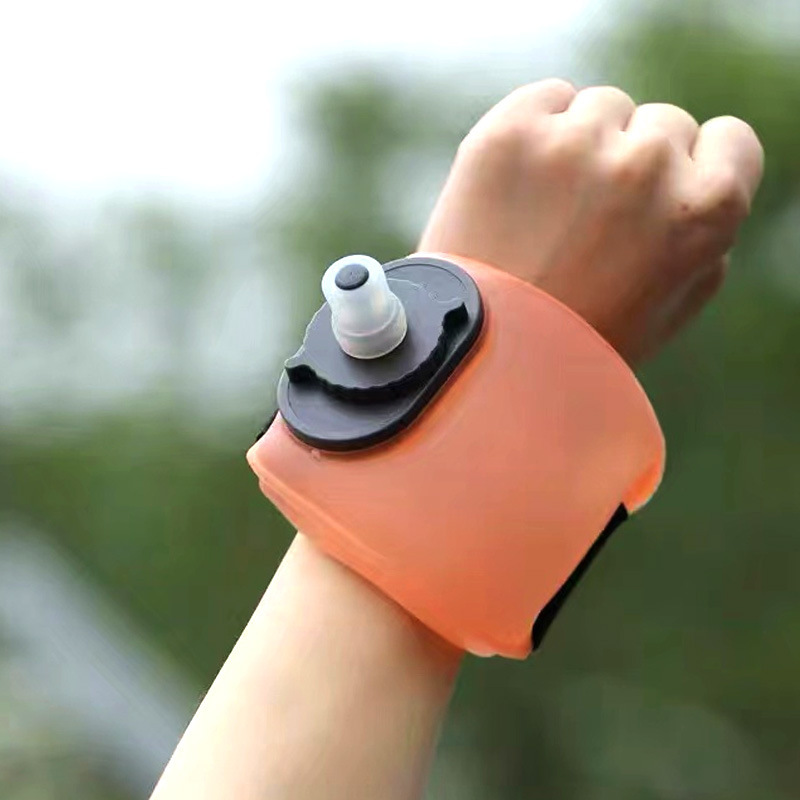 Wearable Sports Wrist Water Bottle - 200ml BPA-Free Silicone Flask with Adjustable Strap & Bite Valve(Orange) — image 2