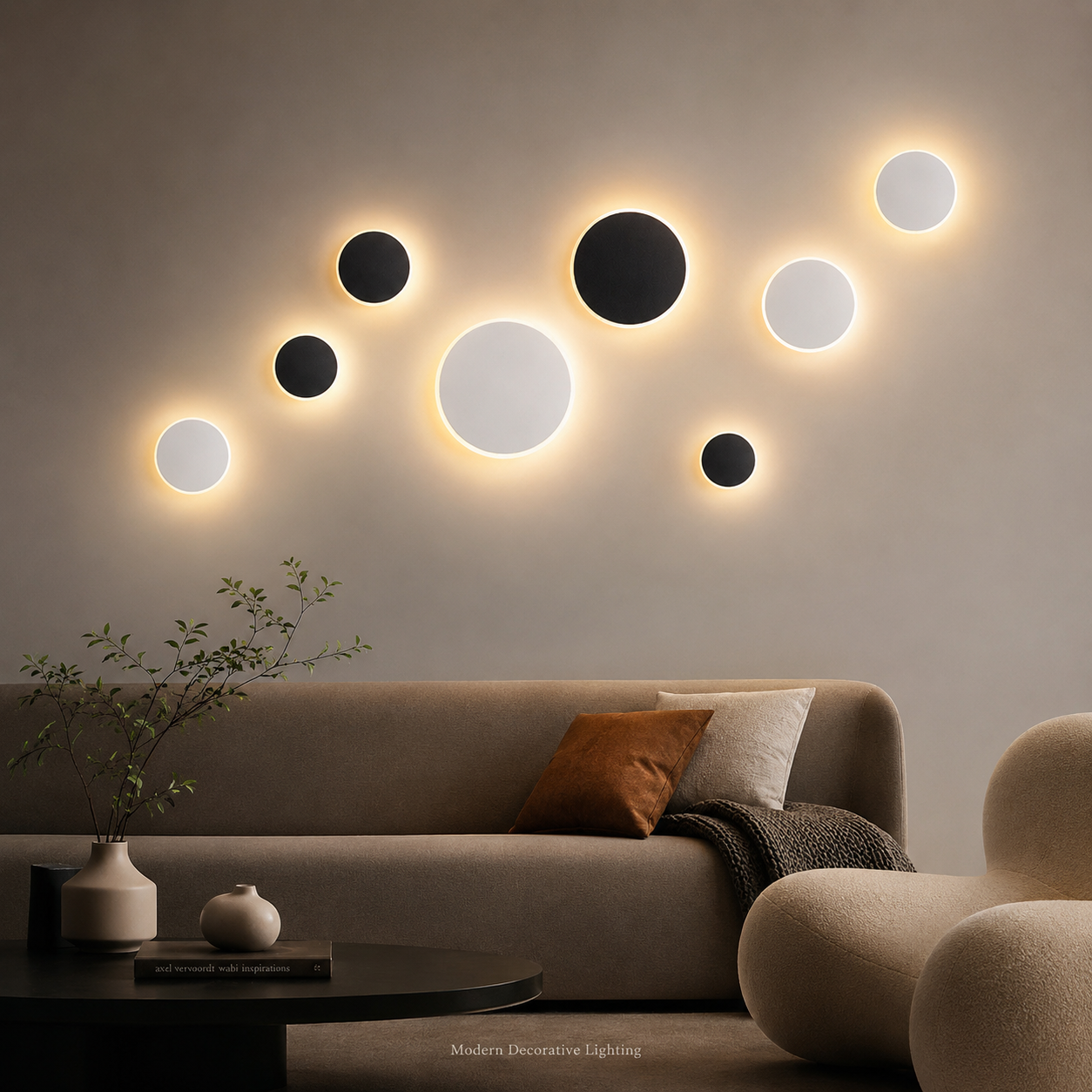 Magnetic Round LED Wall Lamp, Hardwired, White 30cm, Touch Control, 3 Color Lighting, Modern Disc Wall Sconce — image 6