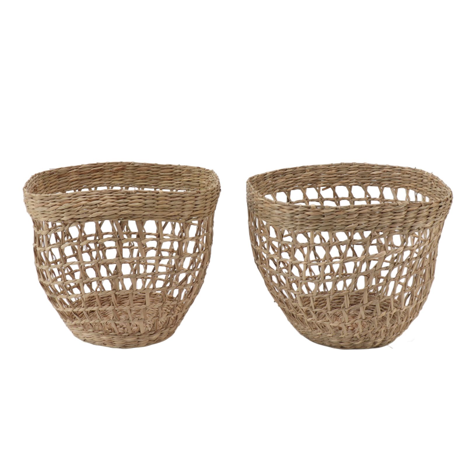 2PCS Woven Basket Handwoven Sea Grass Storage Basket for Flower Plant Farmhouse Home Decor — image 2