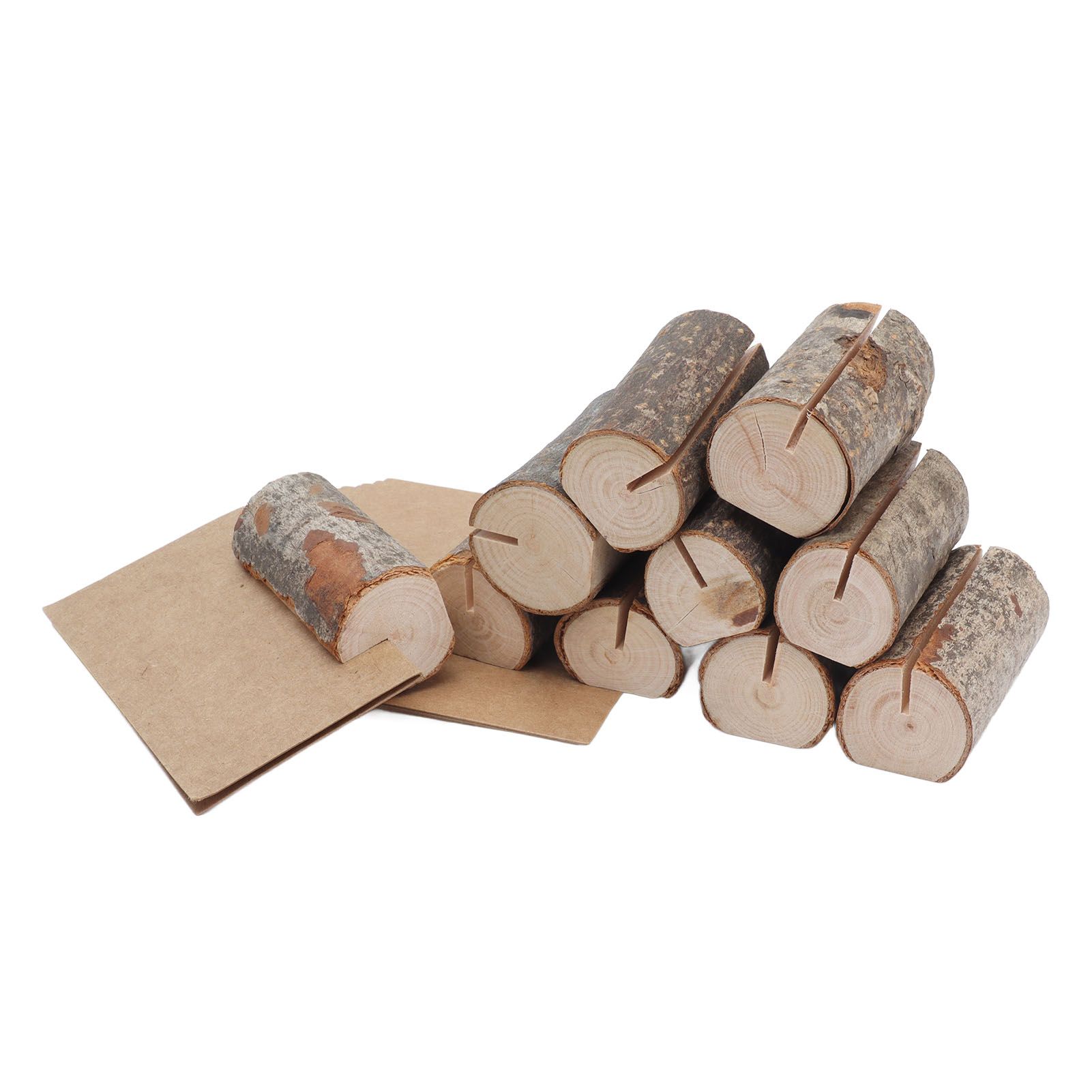 10pcs Wood Memo Holder Circular Decorative Desktop Wooden Photo Stand with Kraft Paper Cards for Weddings Home — image 2