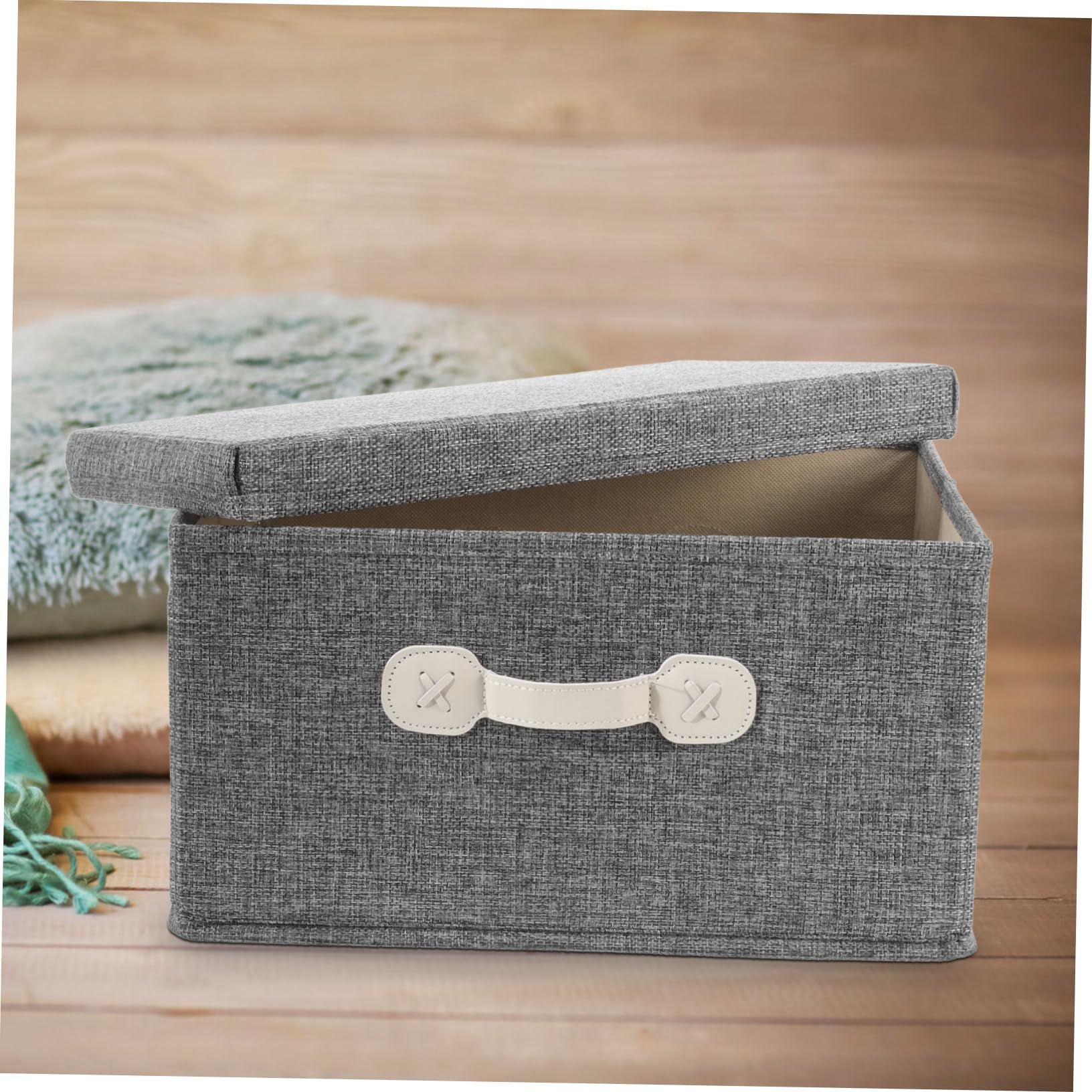 Clothes Storage Organizer Gray Storage Box Finishing Basket Cloth Quilt Desktop Container 35.00X28.00X18.00cm โ image 5