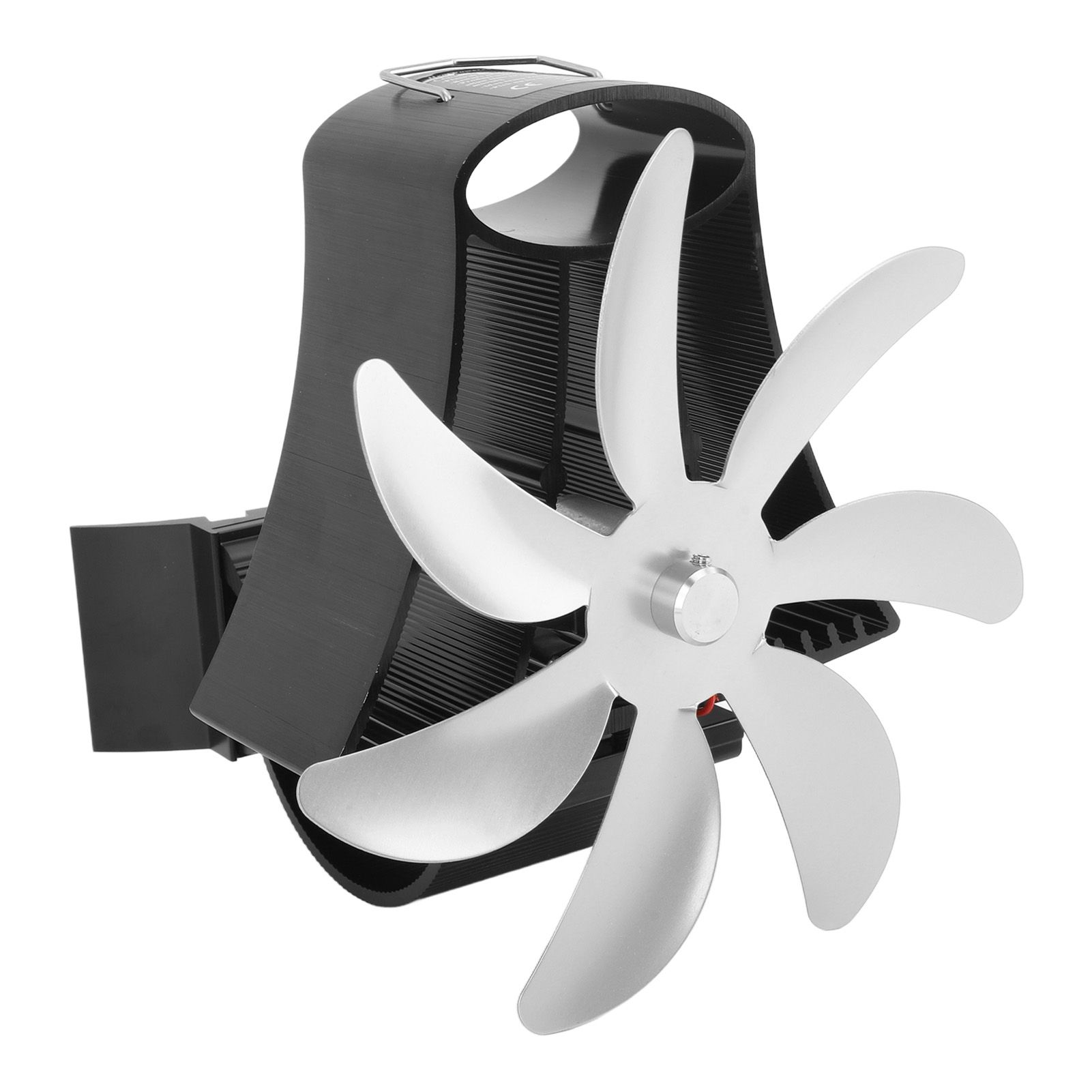Wood Stove Fan Pipe Fireplace Fan 7 Blades Stove Fan On Chimney Silent Motors Heat Powered Wood Stove Fan Magnetic Wall Mount Silver โ image 2