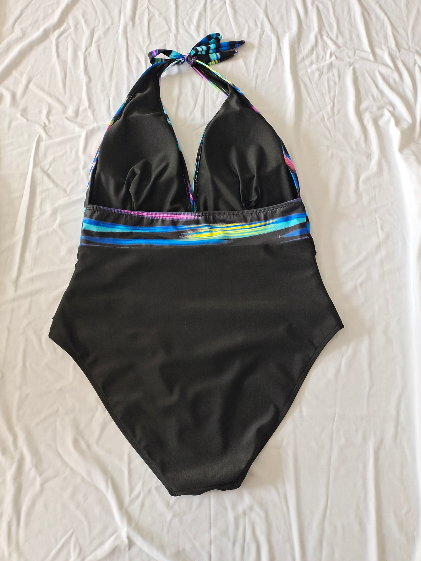 Fashionable One-piece Plus Size Swim Costume with Eye-catching Stripes Size 0XL โ image 4