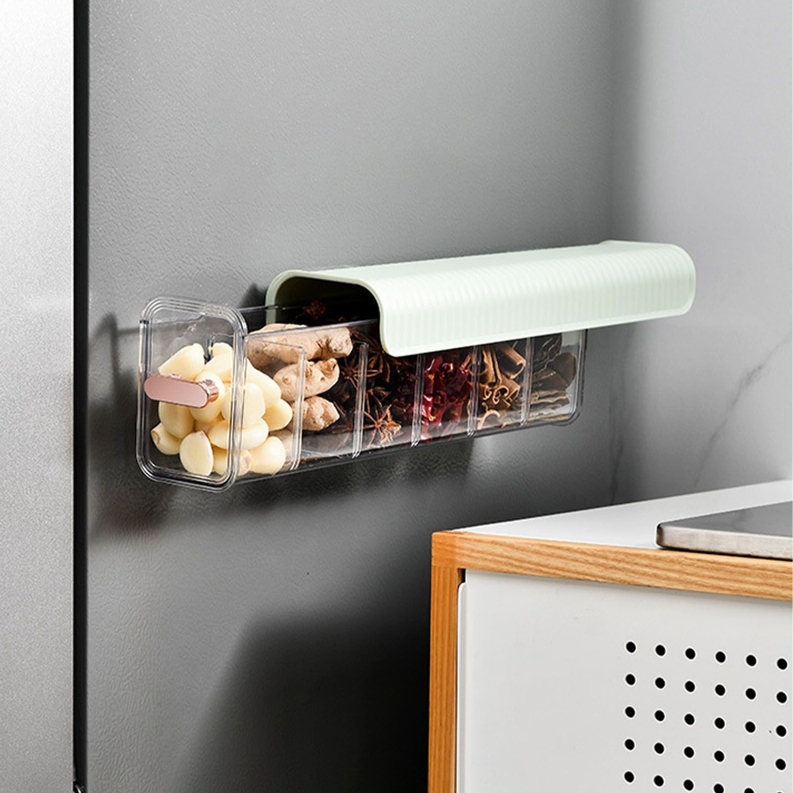 Wall Underwear Organizer Detachable Dustproof Moistureproof Wall Mount Drawer Organizer for Bedroom Home Light Green — image 6
